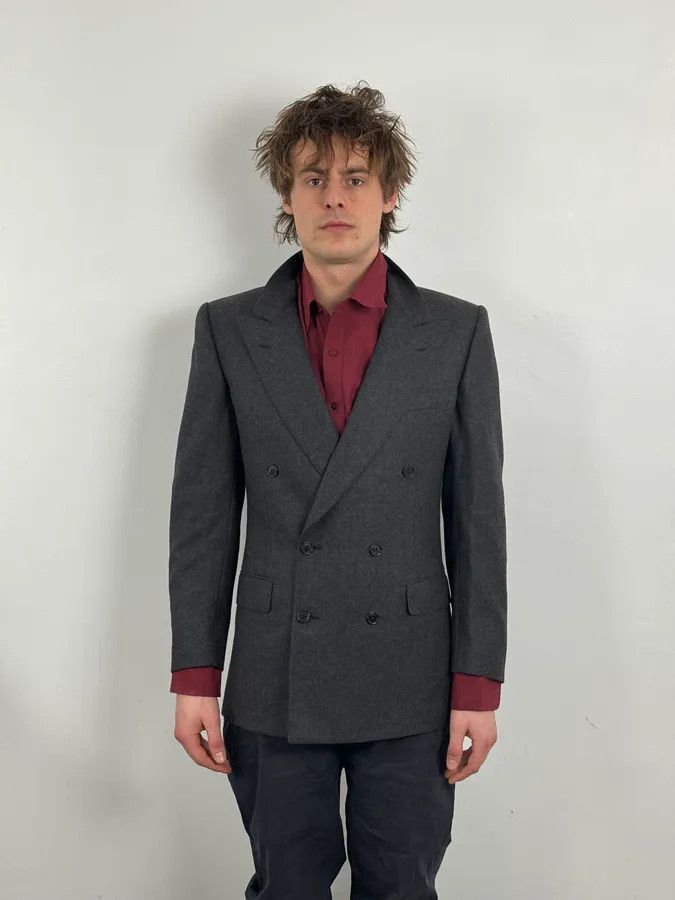 Burberry 1990s Burberry Grey Wool Blazer Jacket Size 40R - 2 Thumbnail