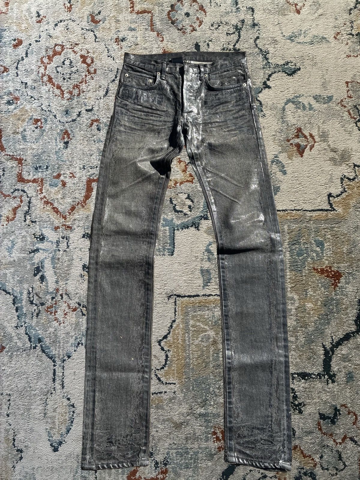 Dior Dior AW07 Black Waxed Luster Denim by Hedi Slimane Size US 27 - 1 Thumbnail