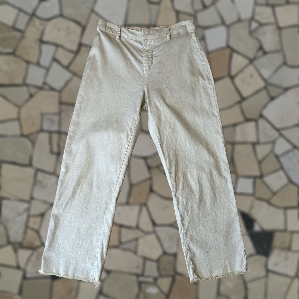 Frank & Eileen Frank & Eileen Kinsale Trousers Pants Women’s 4 Light Tan Cotton Woven Crop Straight Leg Mid Rise Flat Front Casual Workwear Travel Style Size 27" / US 4 / IT 40 - 1 Thumbnail