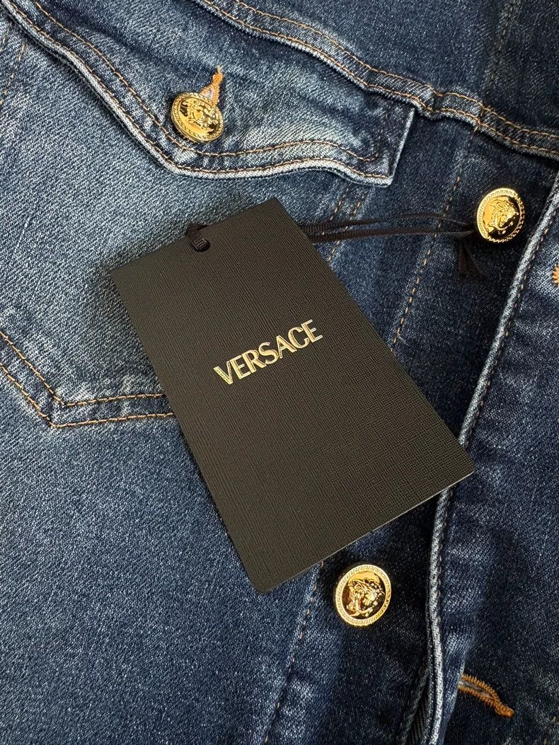 Versace Versace Lapel single-breasted washed ink denim jacket Size US L / EU 52-54 / 3 - 4 Thumbnail