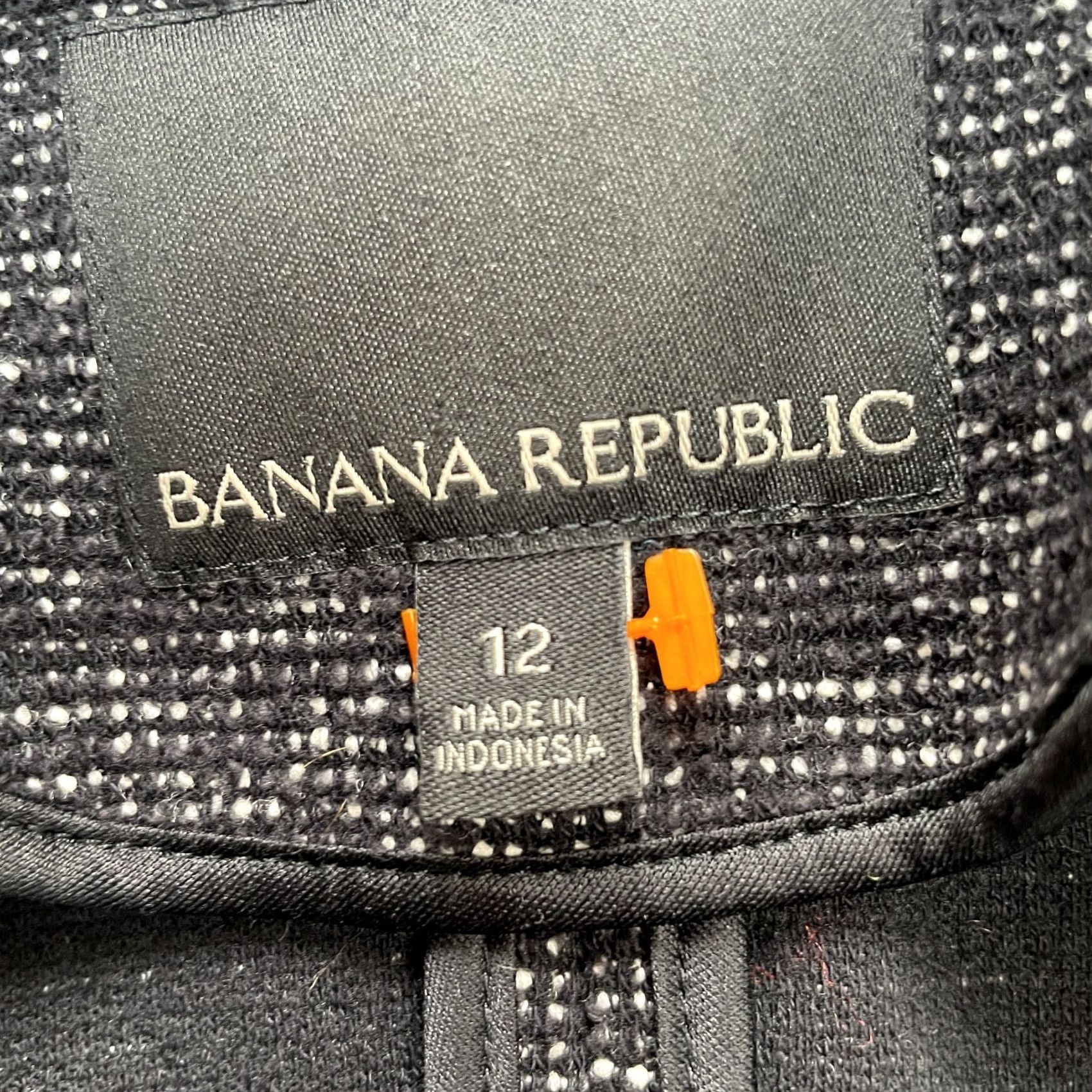 Banana Republic Banana Republic Womens 12 Black Tweed Blazer Coat Cotton Stretch Formal Jacket Size XL / US 12-14 / IT 48-50 - 3 Thumbnail