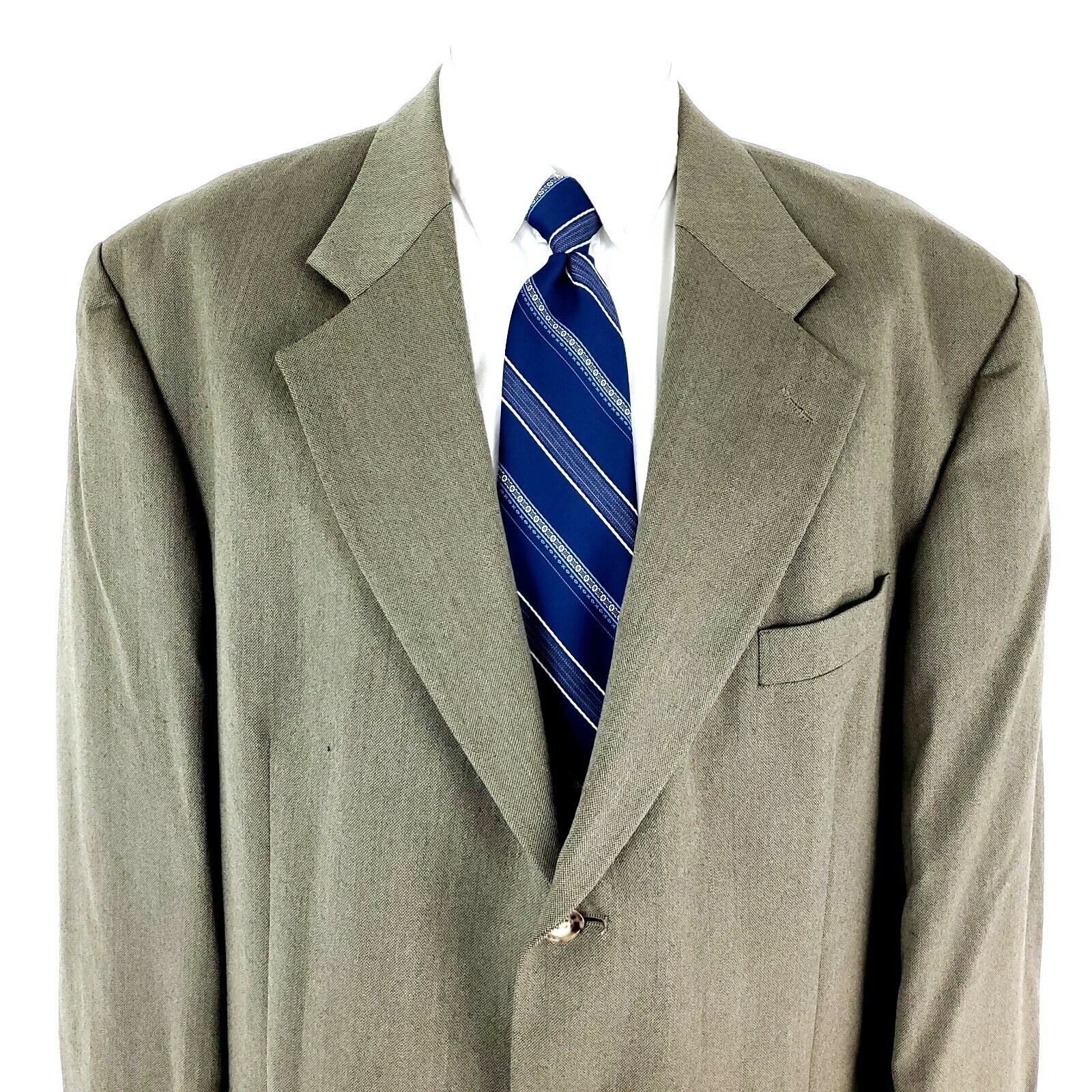 Oscar De La Renta Oscar De La Renta Wool 2 Button Blazer 46R Tan Herringbone S Size 46R - 1 Thumbnail