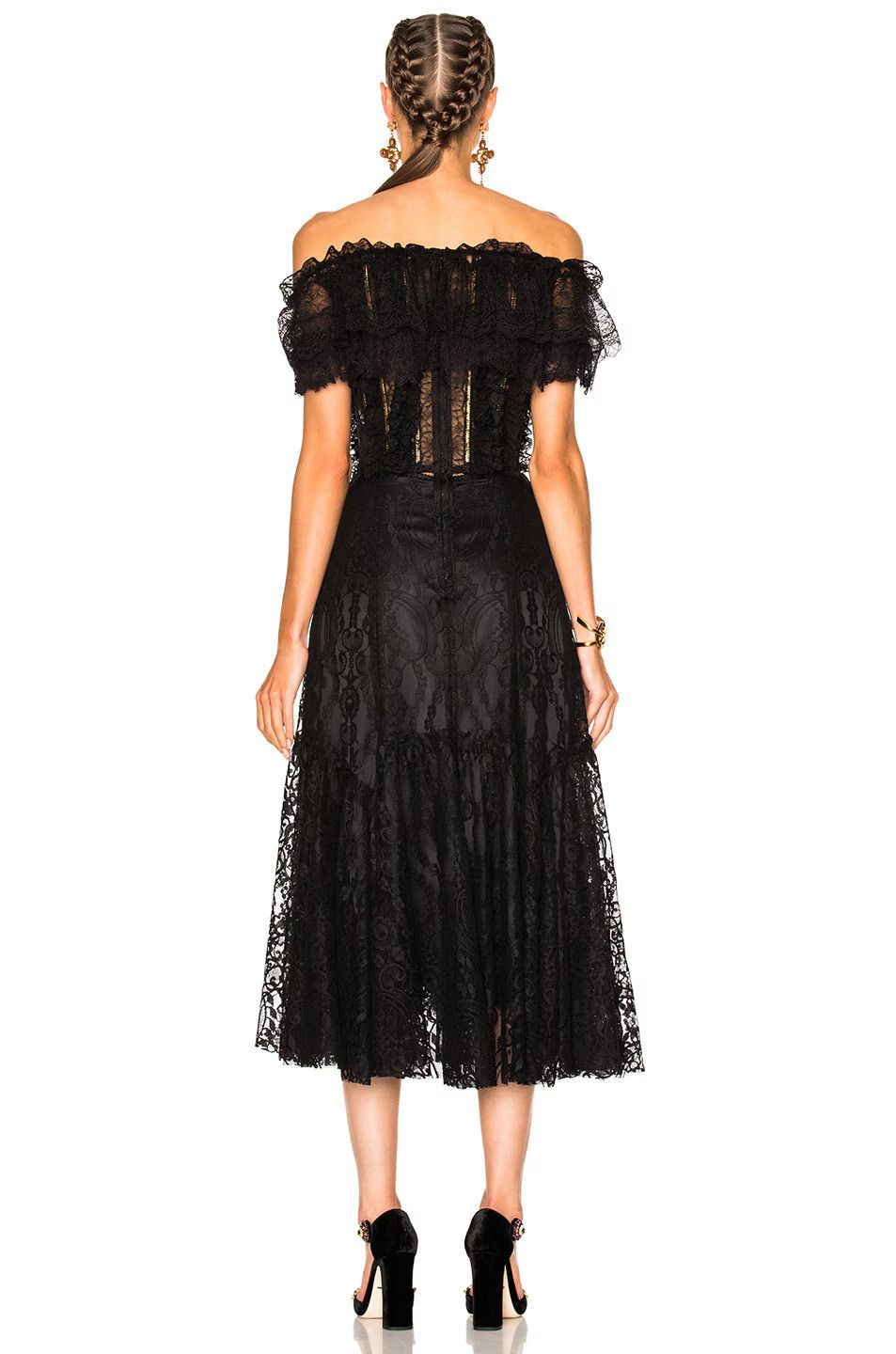 Dolce & Gabbana o1y0825 Midi Dress in Black Size L / US 10 / IT 46 - 4 Thumbnail