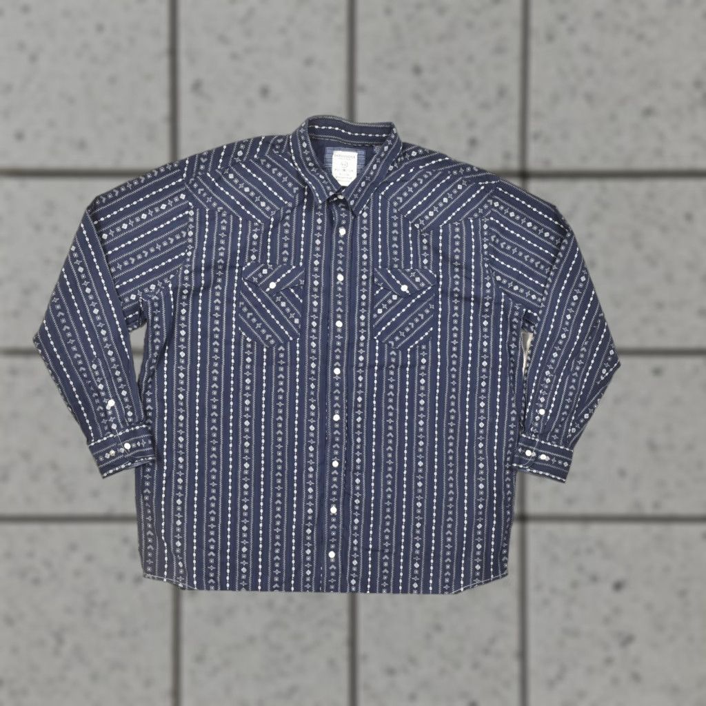 Vintage Panhandle Rough Stock Mens XXL Blue Geometric Pearl Snap Long Sleeve Shirt Size US XXL / EU 58 / 5 - 1 Thumbnail