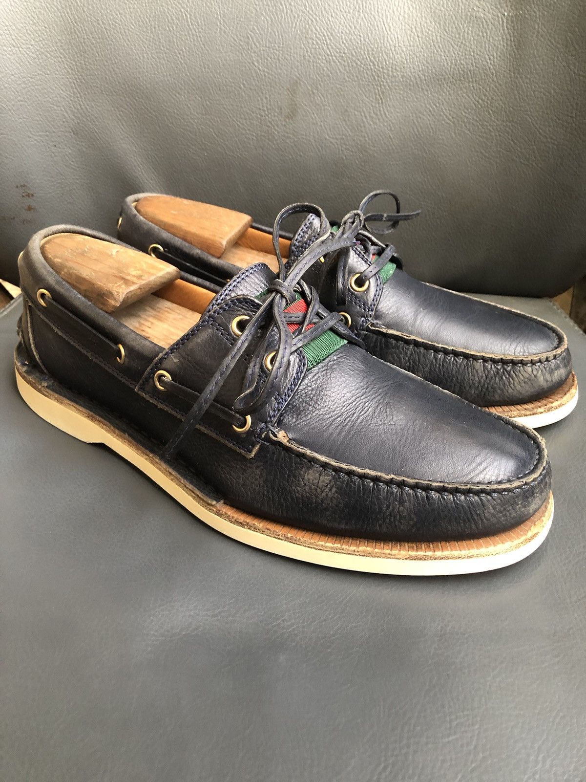 Gucci Gucci 473481 Blue Leather Men’s Boat shoes Sie 6.5 Size US 6.5 / EU 39-40 - 2 Thumbnail