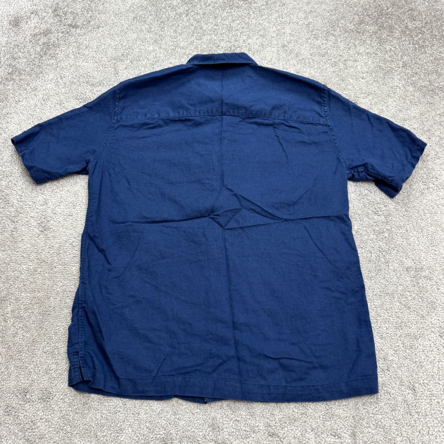 Gap Gap Button-Up Shirt Mens XS True Navy Blue Short Sleeve Casual Linen Cotton Button-Down Collar-Down Breathable Lightweight Pockets Size US XS / EU 42 / 0 - 2 Thumbnail