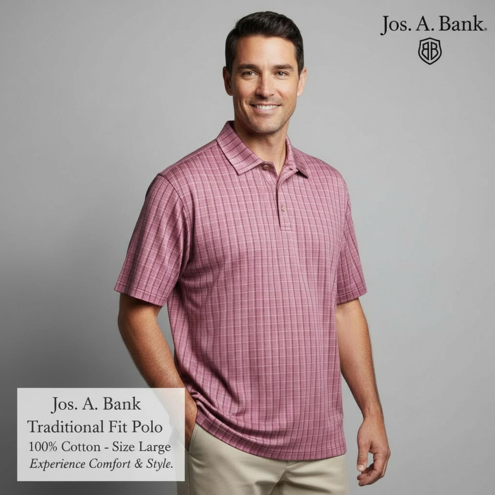 Jos. A. Bank Jos. A. Bank Traditional Fit Polo Shirt, Large, 100% Cotton, Size US L / EU 52-54 / 3 - 1 Thumbnail
