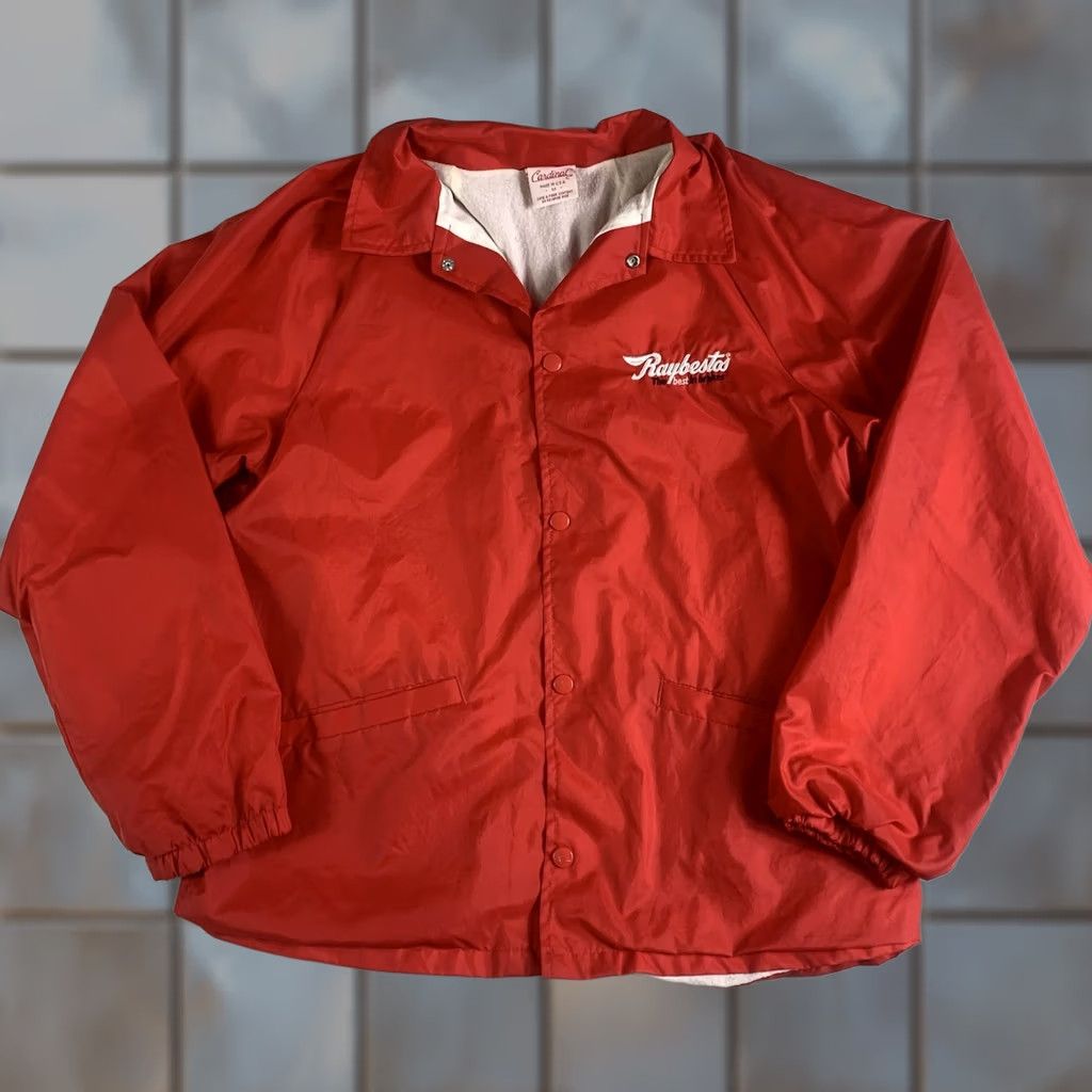Vintage VINTAGE Cardinal Jacket Mens Medium Red Satin Button Snap Made in USA 80s Raybestos Size US M / EU 48-50 / 2 - 1 Thumbnail