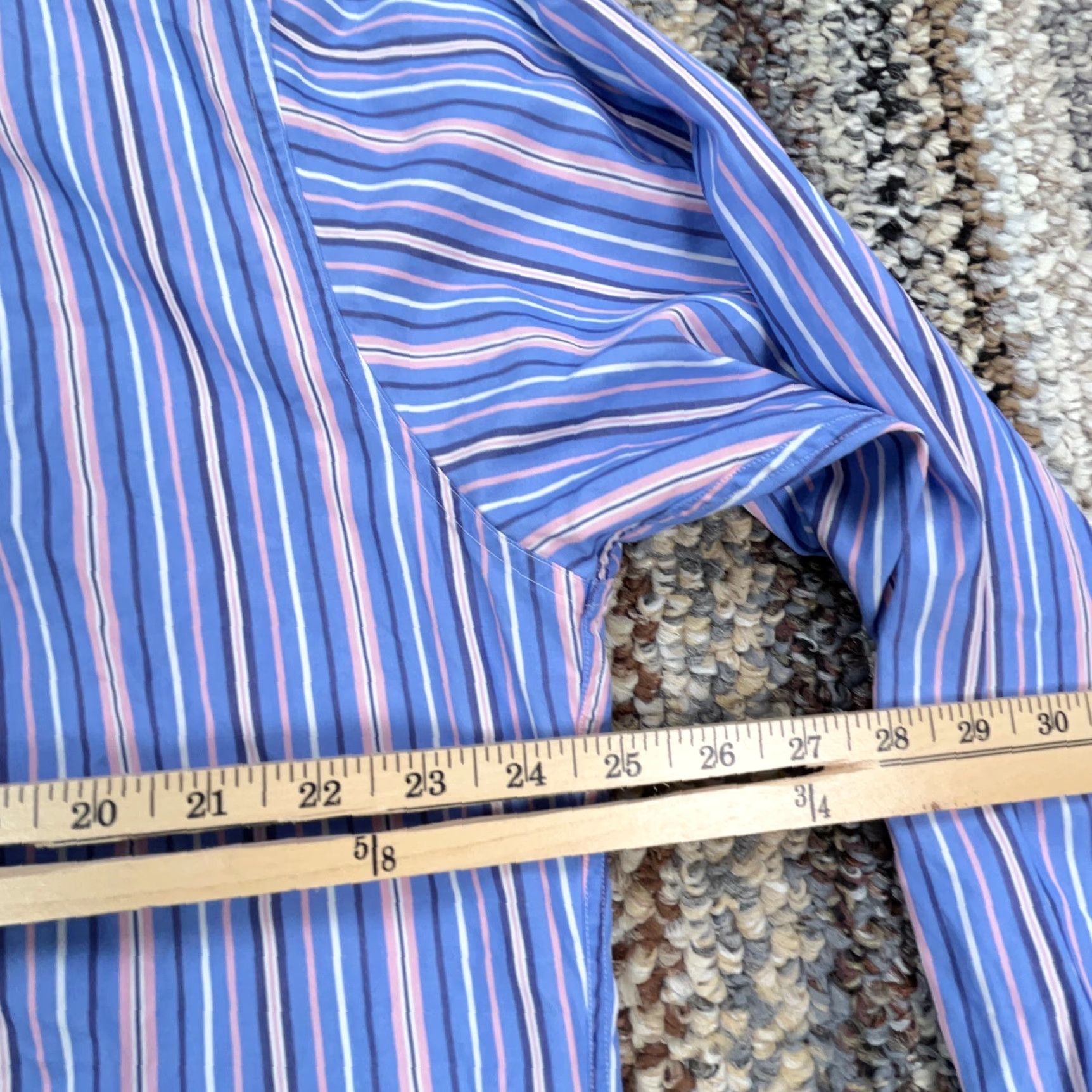 Ralph Lauren Ralph Lauren Shirt Men Large Blue Pink Button Up Striped Two Ply Poplin Dress A5 - Casual Everyday Wear Size 42R - 7 Thumbnail