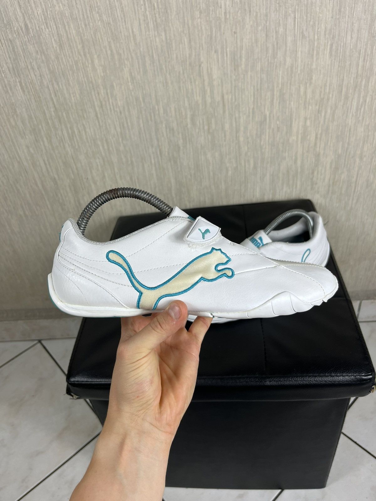Puma × Vintage Vintage Puma y2k leather velcro shoes low sneakers speed cat Size US 8.5 / EU 41-42 - 3 Thumbnail