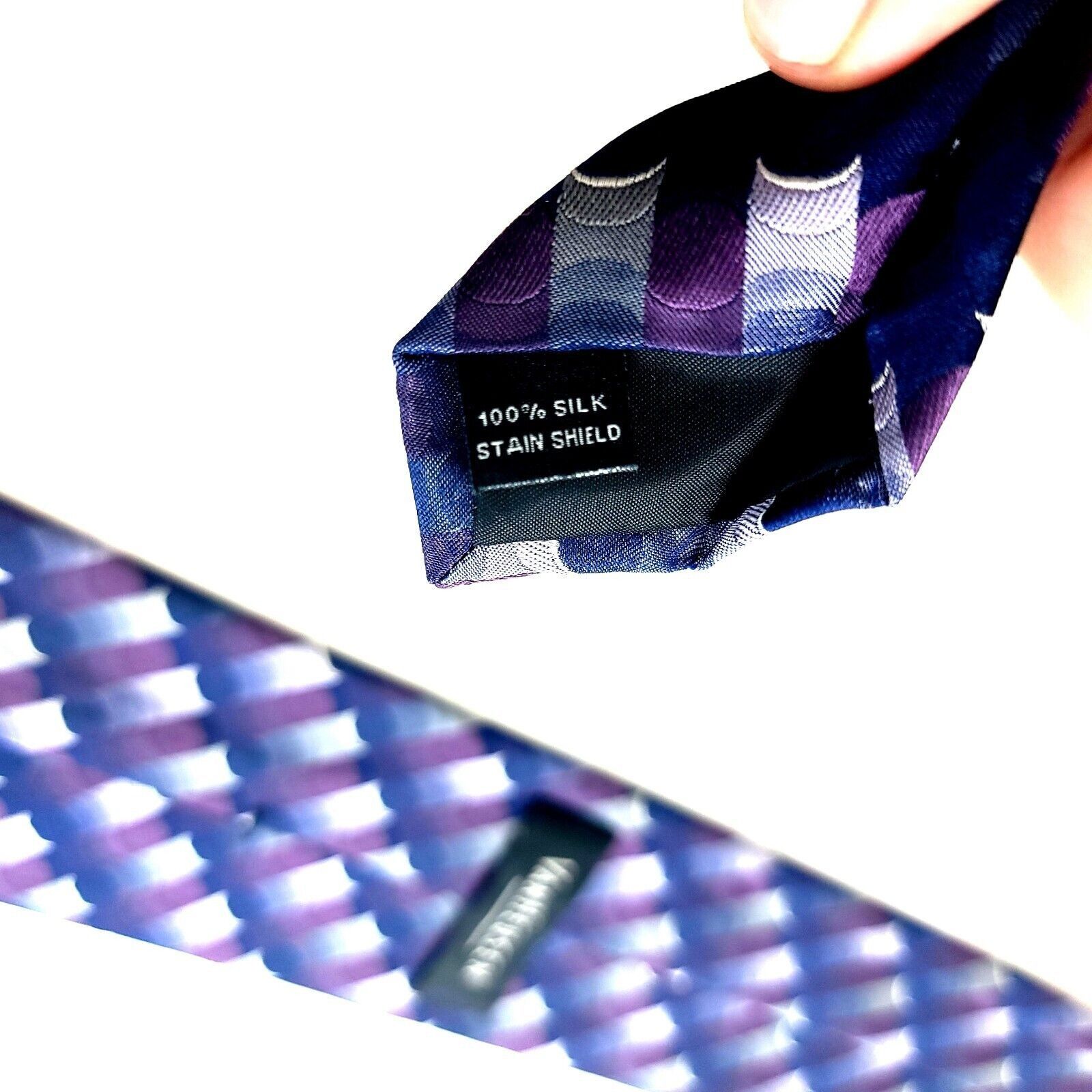 Van Heusen Van Heusen Purple Geometric Woven Silk Tie Size ONE SIZE - 4 Thumbnail