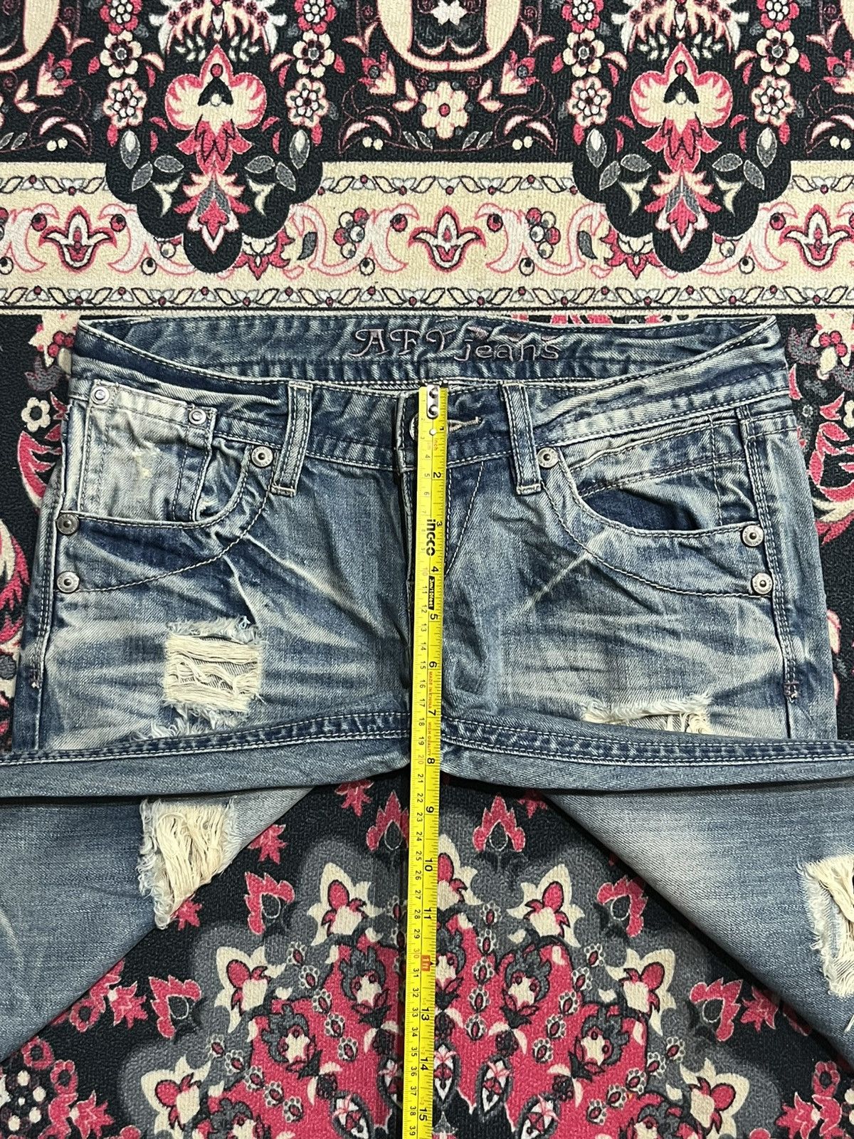 Japanese Brand Vintage Japanese Brand African Taro Trashed Blue Washed Jean Size 29" - 11 Thumbnail