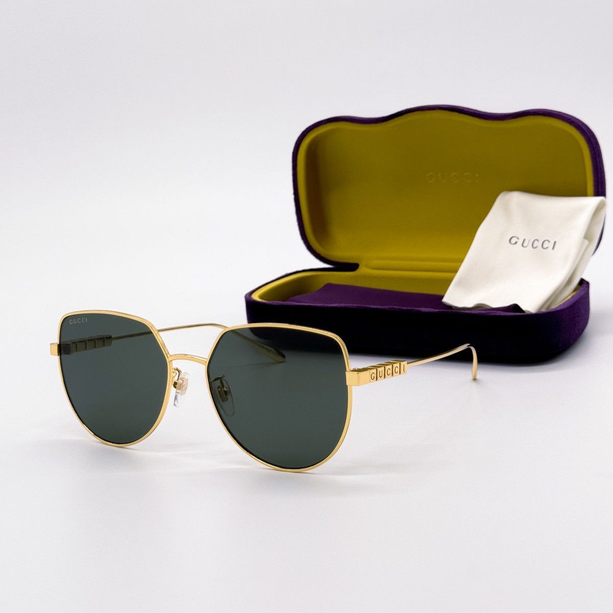 Gucci NEW GUCCI GG1434S 001 SQUARE GOLD GREY UNISEX 