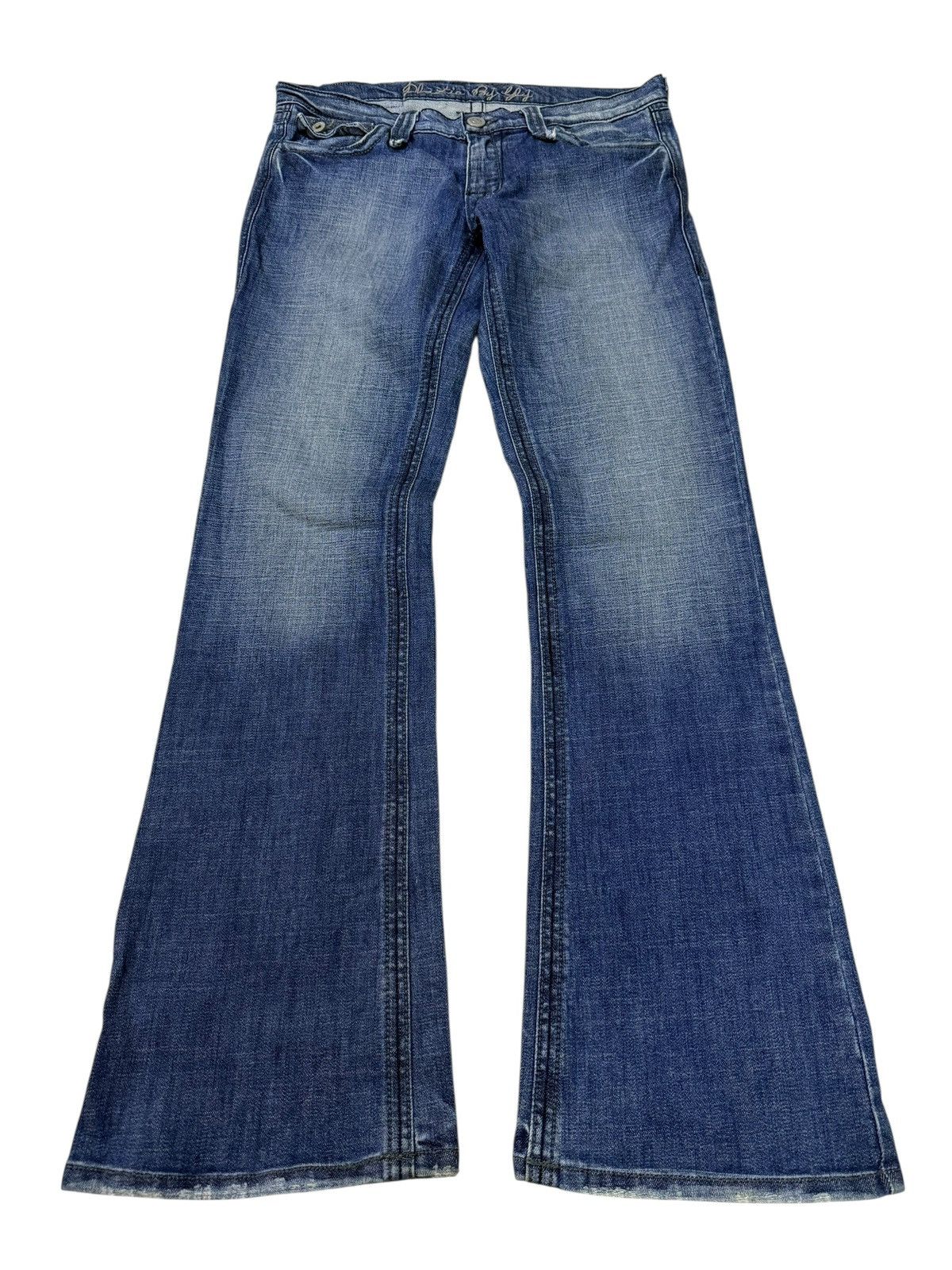 Tornado Mart Flared Jeans Plastic Boy Gly USA Made Nice Design Denim Size US 33 - 2 Thumbnail