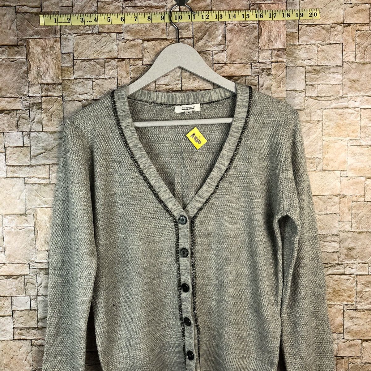 Japanese Brand Alpha Club Grey Cardigan Knitwear #A1180 Size US M / EU 48-50 / 2 - 5 Thumbnail