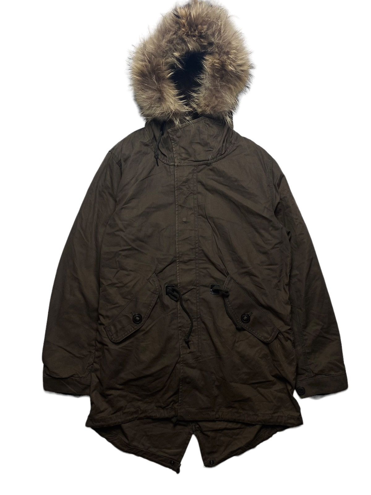 image of If Six Was Nine x Le Grande Bleu L G B 2000S Back Number - Fur Hoodie Jacket in Brown (Size Large)