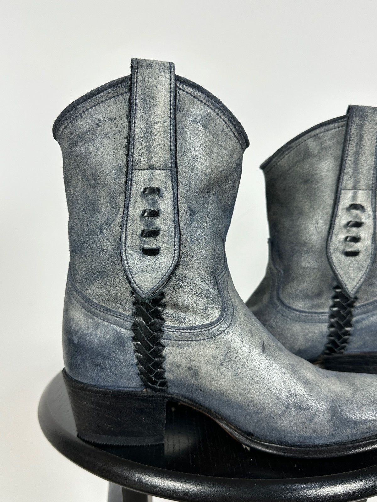 Sendra Sendra Dr.Adams Blue Leather Cowboy Biker Ankle Boots Size US 6 / IT 36 - 19 Thumbnail