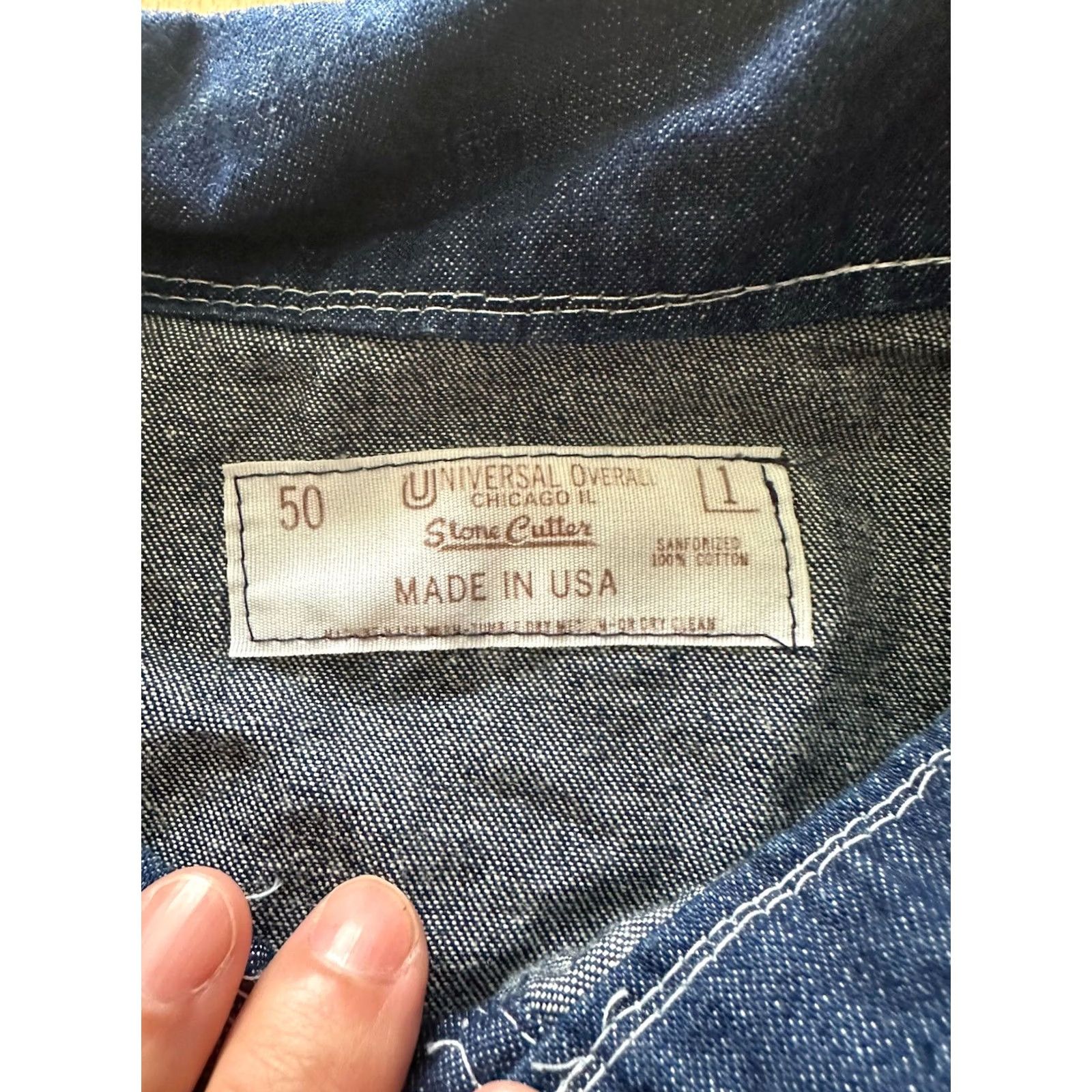 Vintage VINTAGE 60s Universal Overall Stone Cutter Jacket Mens 50 Chore Coat Sanforized Denim Blue Metal Button Pocket Military USA Collared Size US 34 / EU 50 - 4 Thumbnail