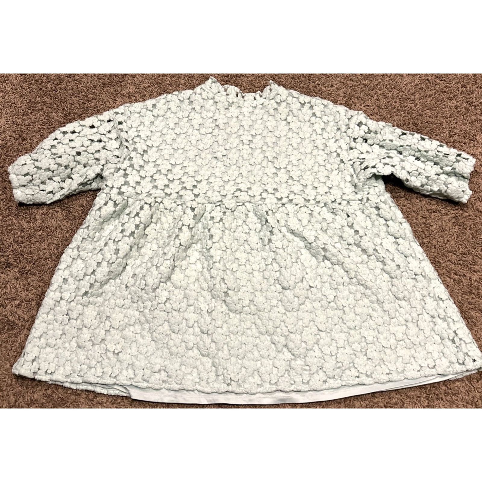 Vintage Marc New York Blouse Women XL Lace Lined Short Sleeve Round Neck Green Polyester Embroidered Vintage: No B31 Size XL / US 12-14 / IT 48-50 - 3 Thumbnail