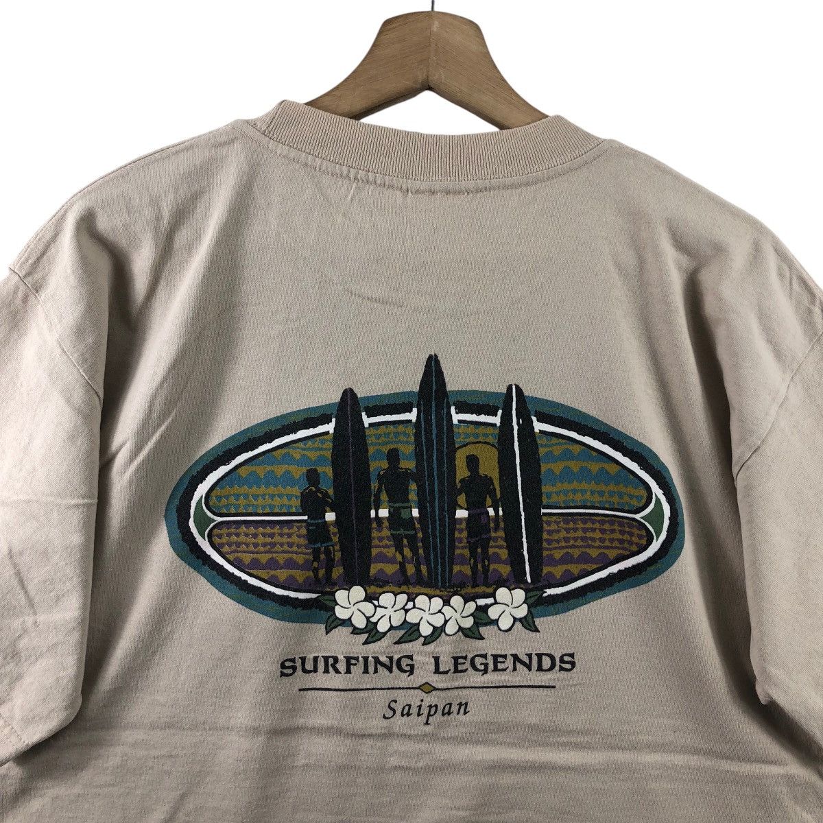 Vintage Vintage 90s SURFING LEGENDS Saipan Tee Shirt Hawaii Surf Size US L / EU 52-54 / 3 - 5 Thumbnail