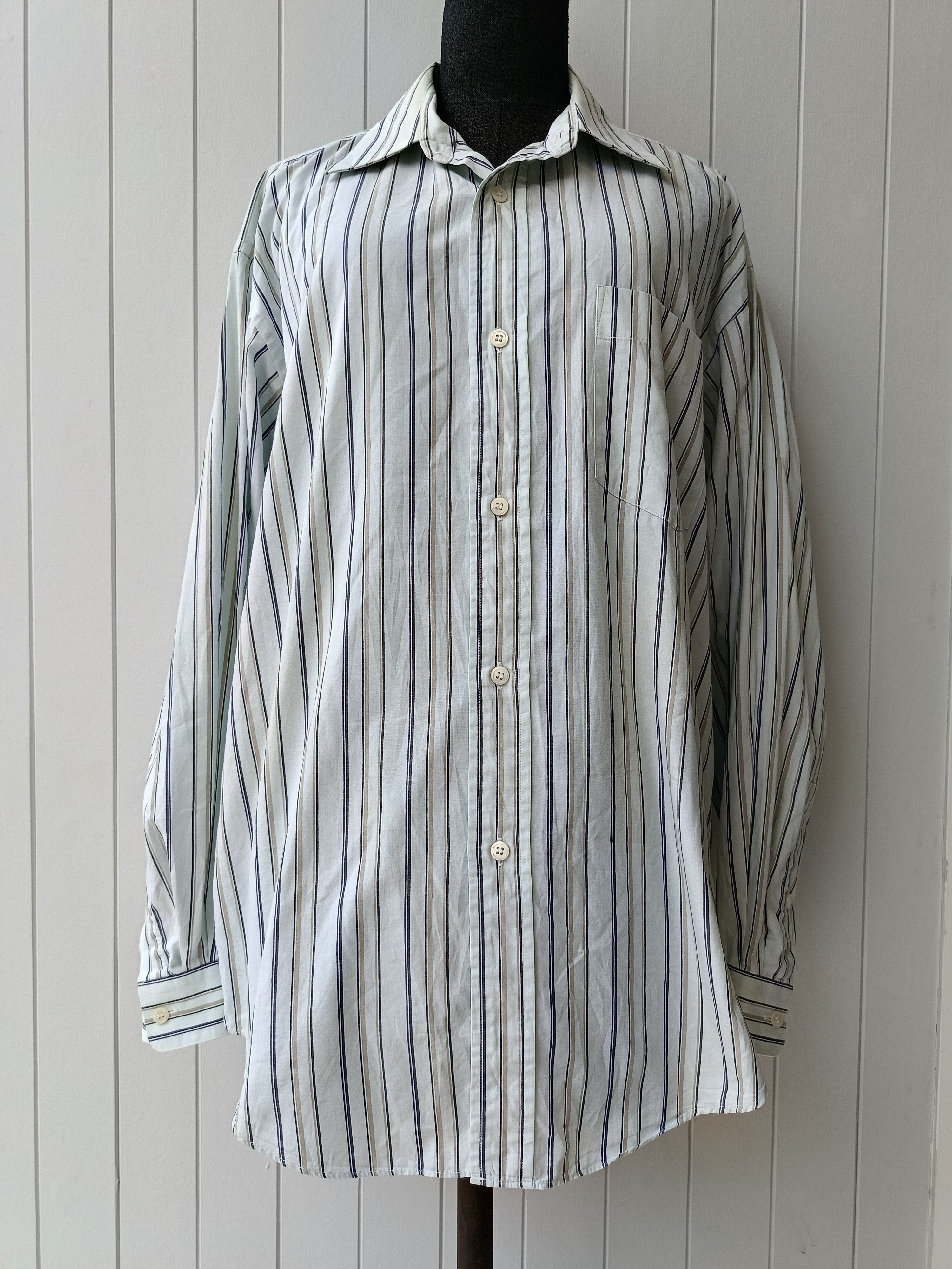 Issey Miyake Issey Miyake IM design Japan pinstripe white pale blue shirt Size US L / EU 52-54 / 3 - 3 Thumbnail