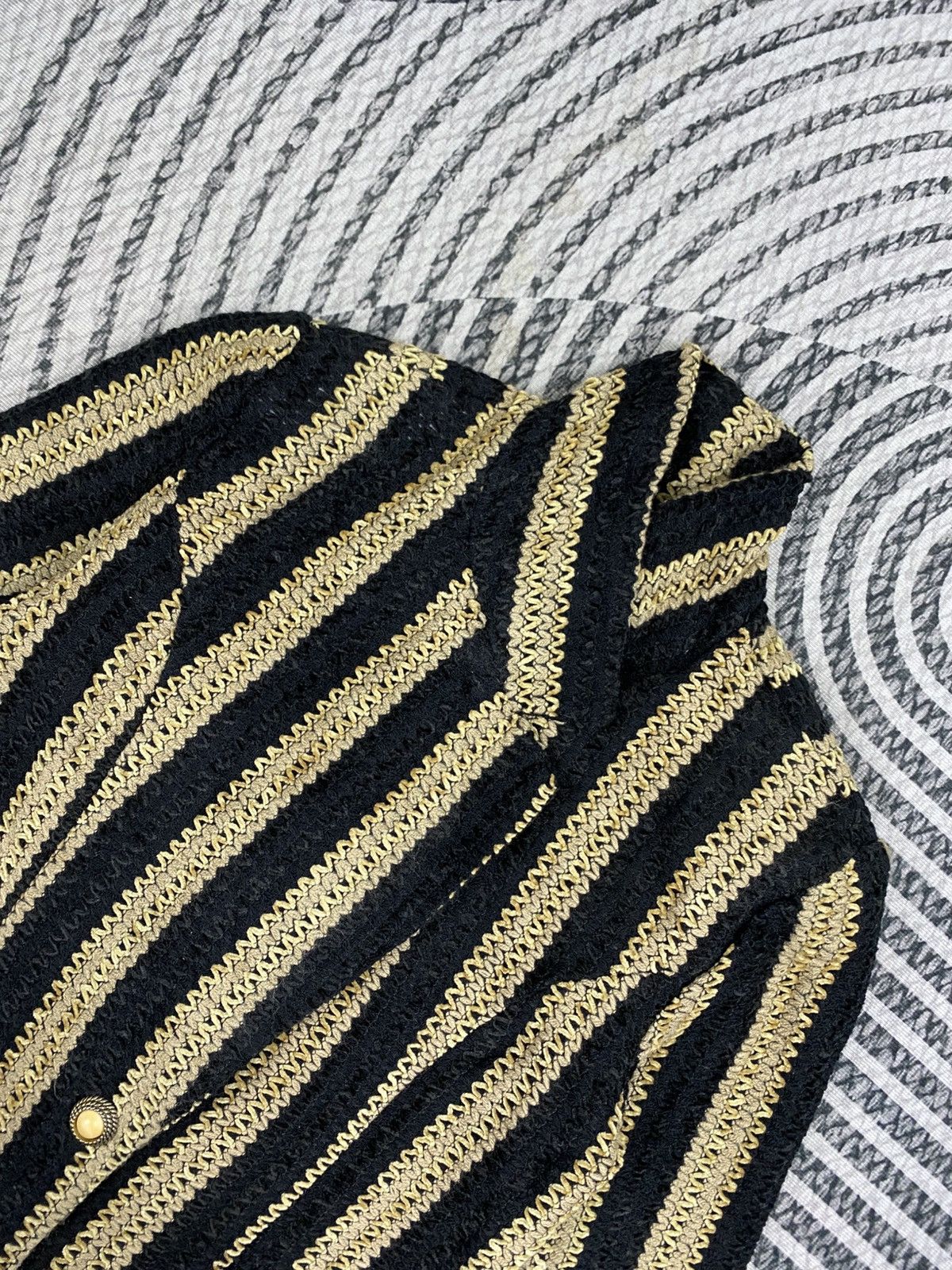 Japanese Brand 🔥RARE Vintage 80s GATE USA Striped Style Knit Blazer Size M / US 6-8 / IT 42-44 - 8 Thumbnail