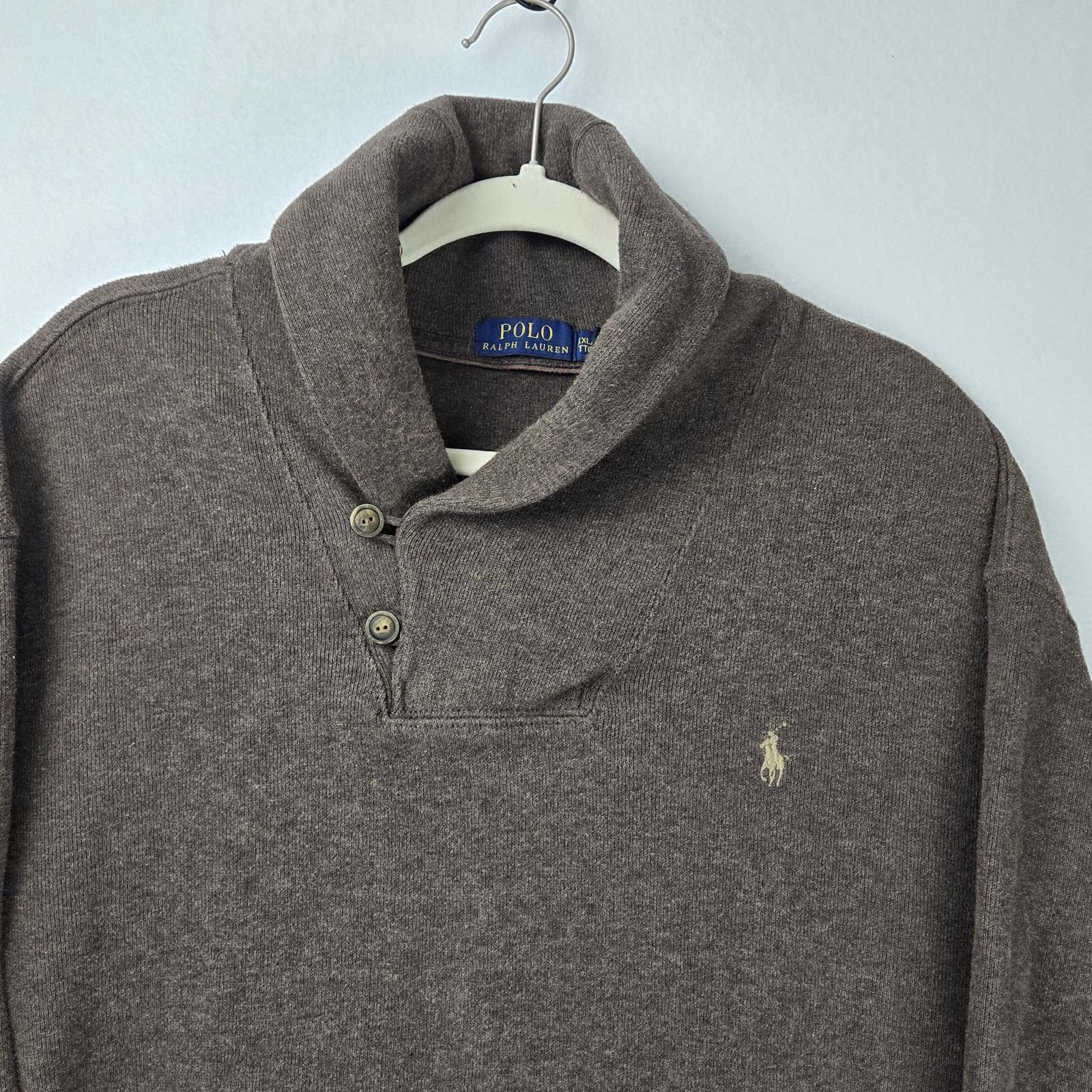 Polo Ralph Lauren Polo Ralph Lauren Brown Shawl Collar Sweater Size XXL Cotton Size US XXL / EU 58 / 5 - 8 Thumbnail