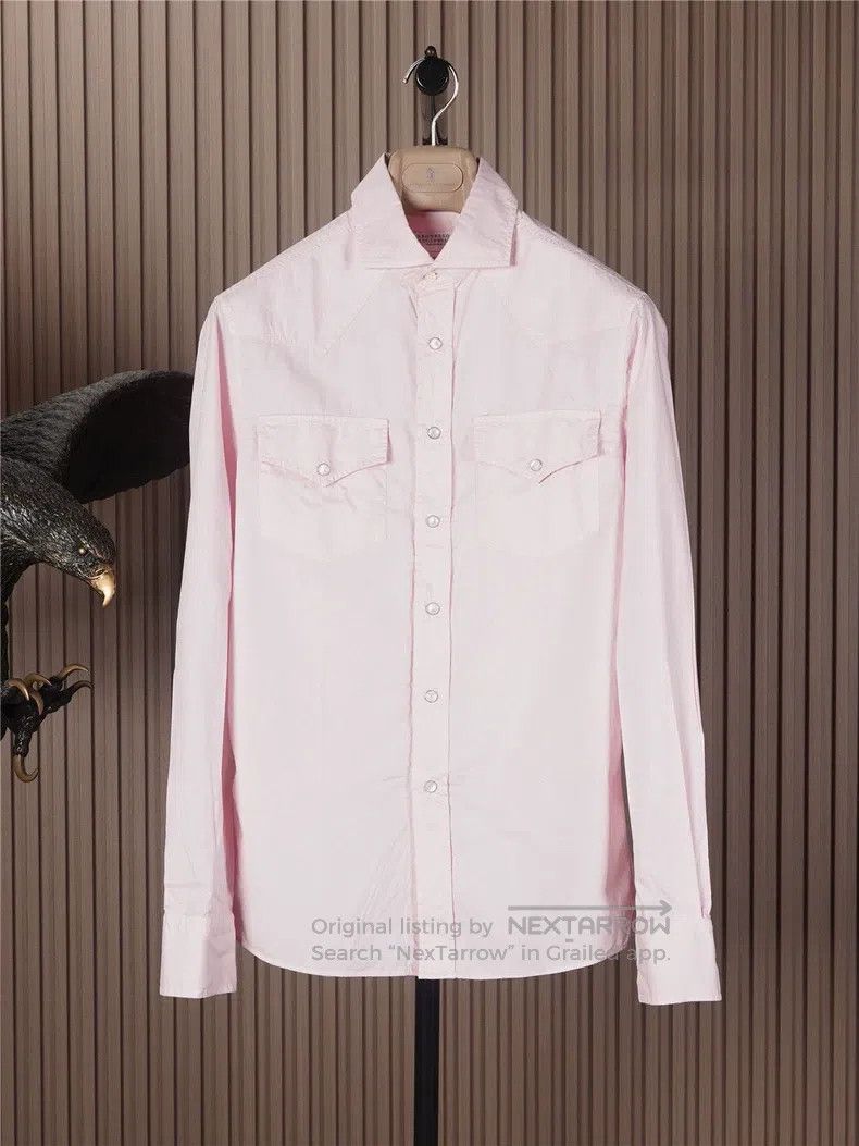 Brunello Cucinelli Brunello Cucinelli Jade扣Sea Island Cotton Shirt Size US S / EU 44-46 / 1 - 1 Thumbnail