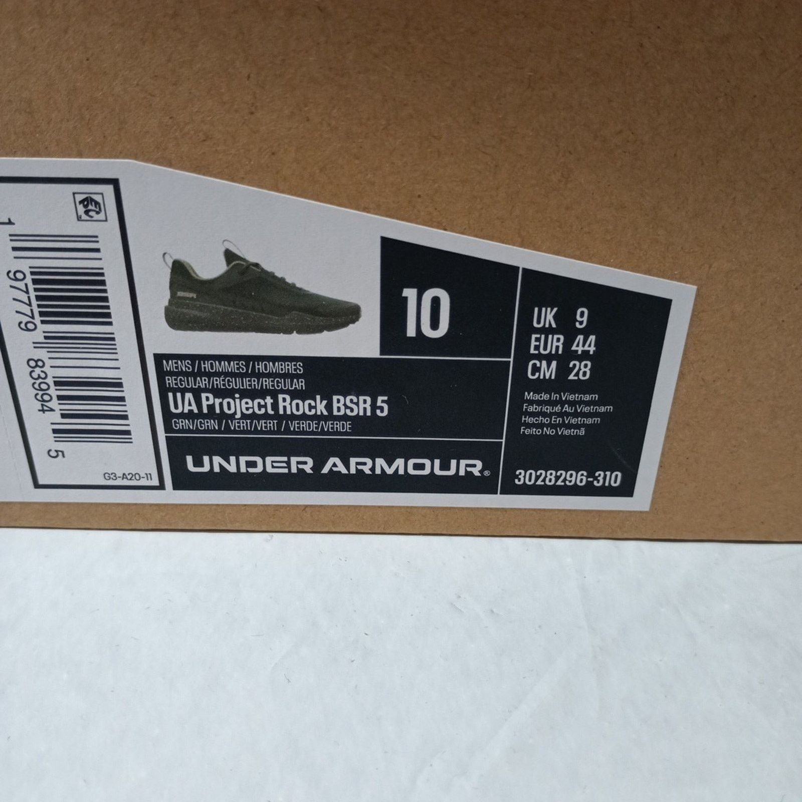 Under Armour Under Armour Project Rock BSR 5 Shoes Mens 10 Green Sneakers Size US 10 / EU 43 - 9 Thumbnail