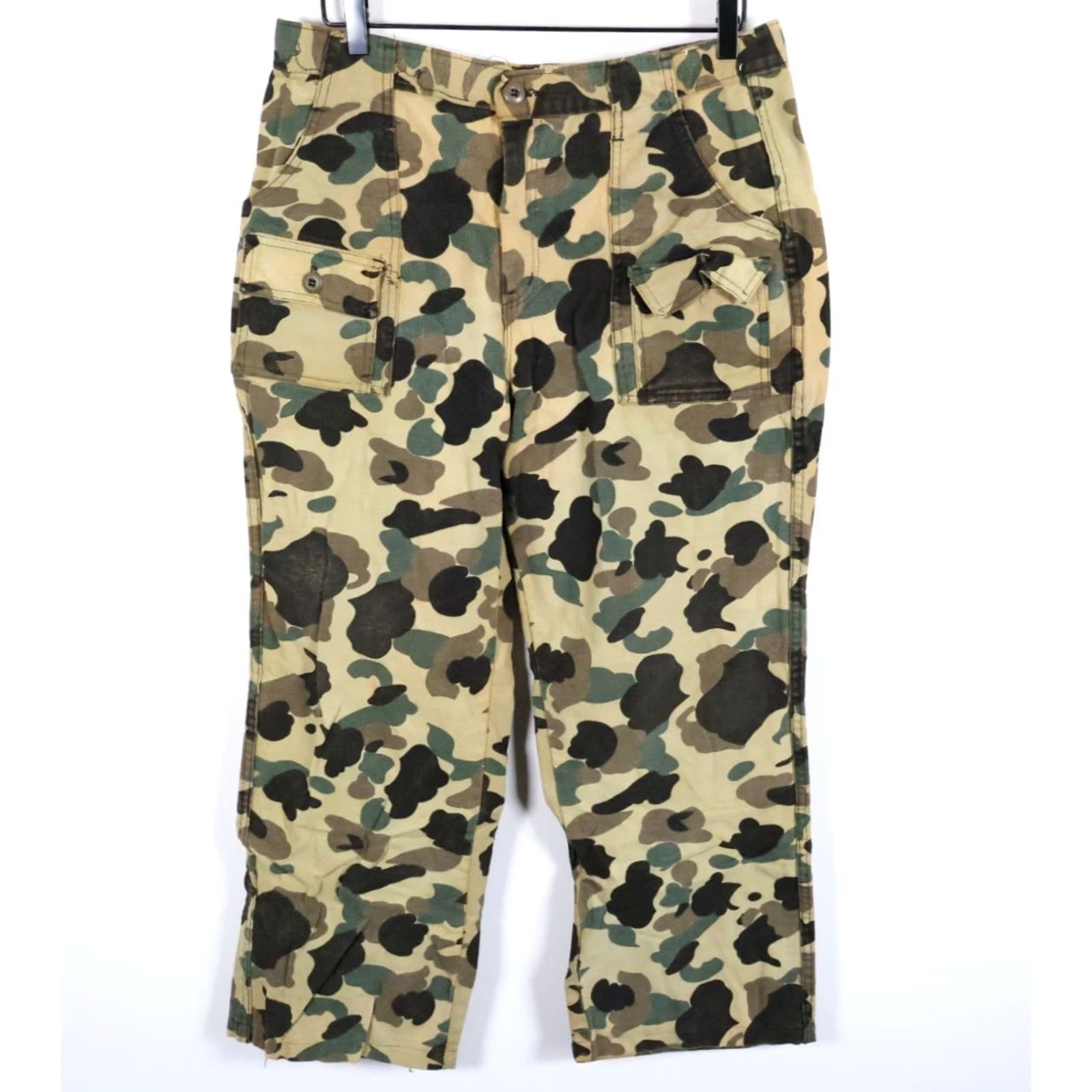 Vintage VINTAGE Cabela's Camouflage Flannel Pants Mens 34 x 27 Frogskin 80s 90s Cargo Workwear Regular Cotton Green"} Size US 34 / EU 50 - 2 Thumbnail