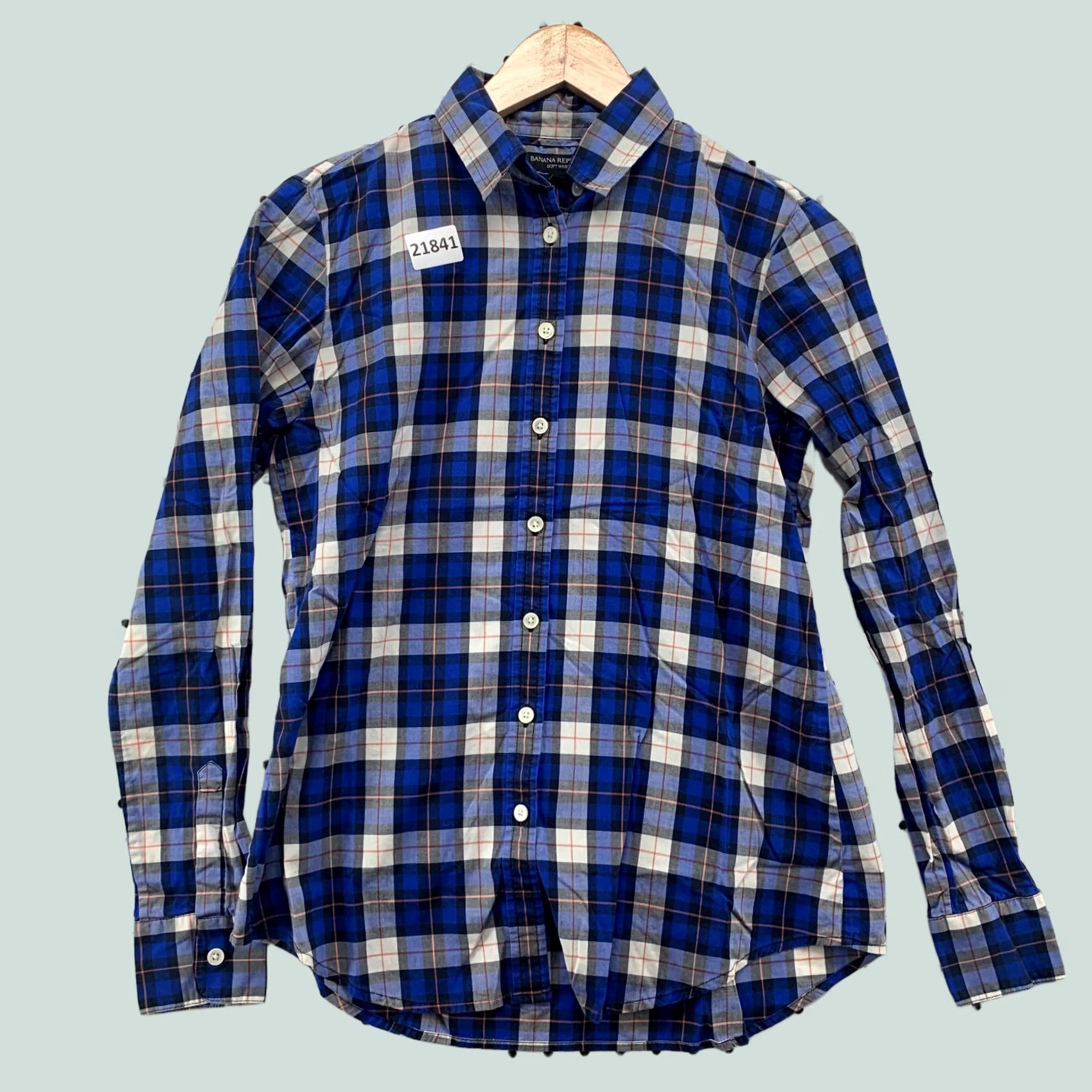 Banana Republic Banana Republic Plaid Button-Up Shirt Womens XS Long Sleeve Blue Black Size XS / US 0-2 / IT 36-38 - 1 Thumbnail
