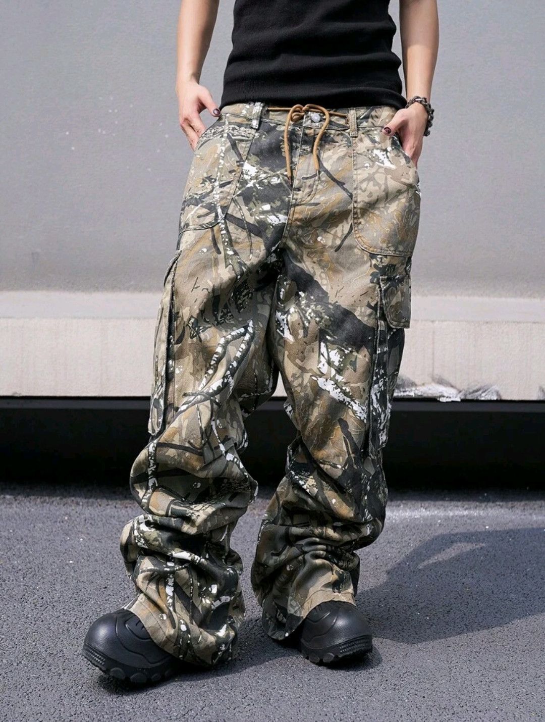 Japanese Brand × Jean Retro Camo Multi-Pocket Wide-Leg Cargo Jeans Size US 35 - 5 Thumbnail