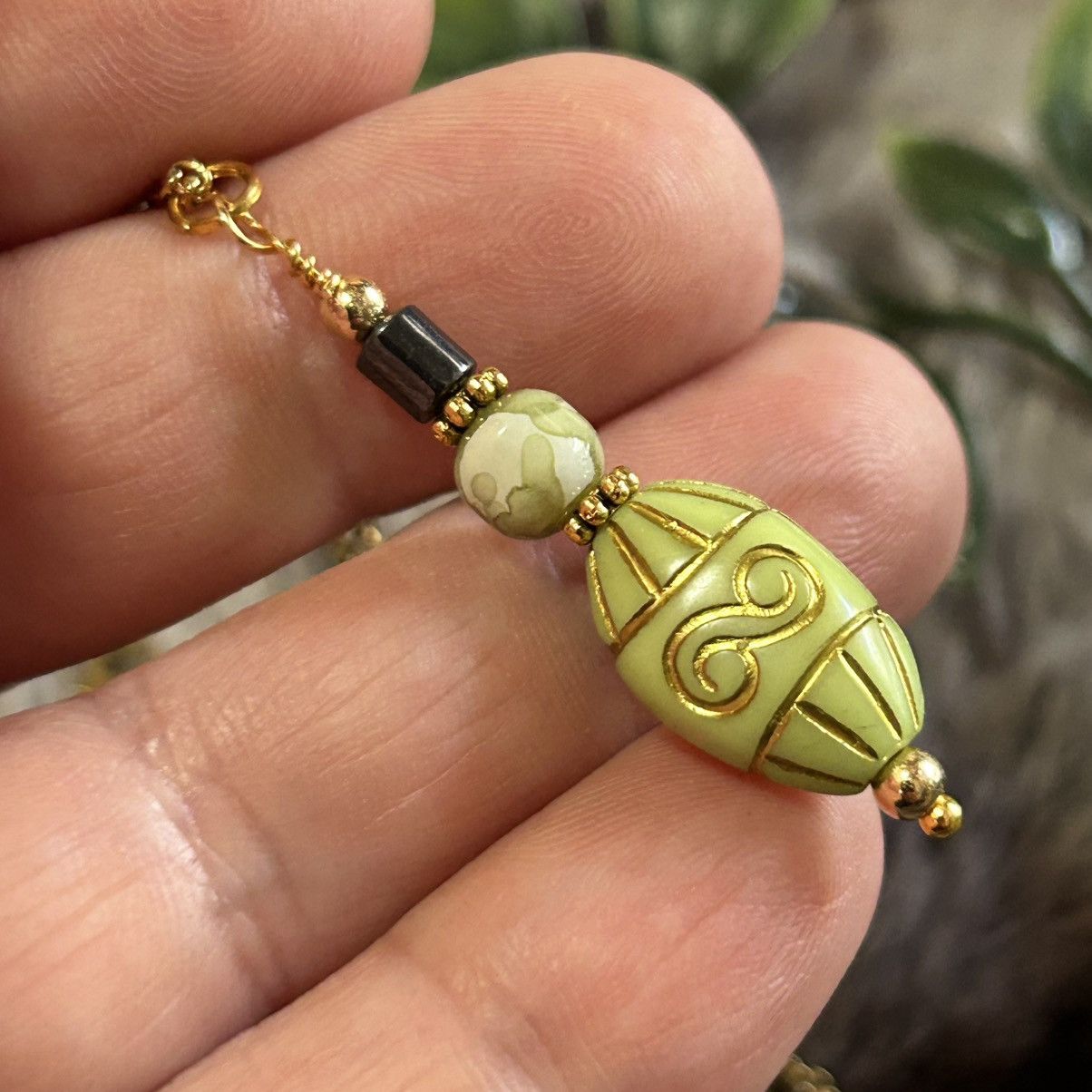 Handmade Handcrafted elegant glass beaded pendant on chain necklace Size ONE SIZE - 1 Thumbnail