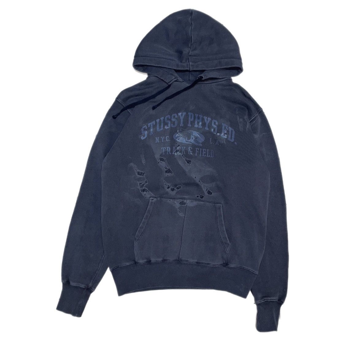 image of Champion Afterhood Distressed Vintage Hoodie in Grey, Men's (Size Large)