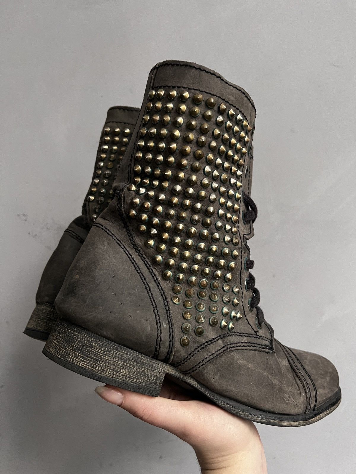 ASH Studded Brown Combat Boots Women’s 38 Punk Vintage as98 Size US 8 / IT 38 - 5 Thumbnail