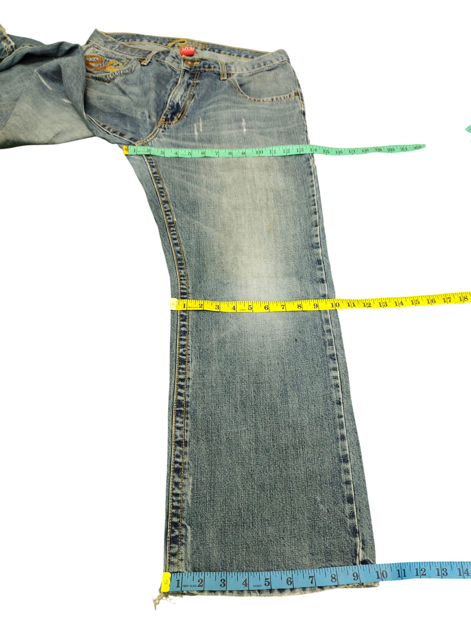 Artful Dodger Vintage Request Embroidered Distress Loose Denim Jeans Size US 34 / EU 50 - 17 Thumbnail