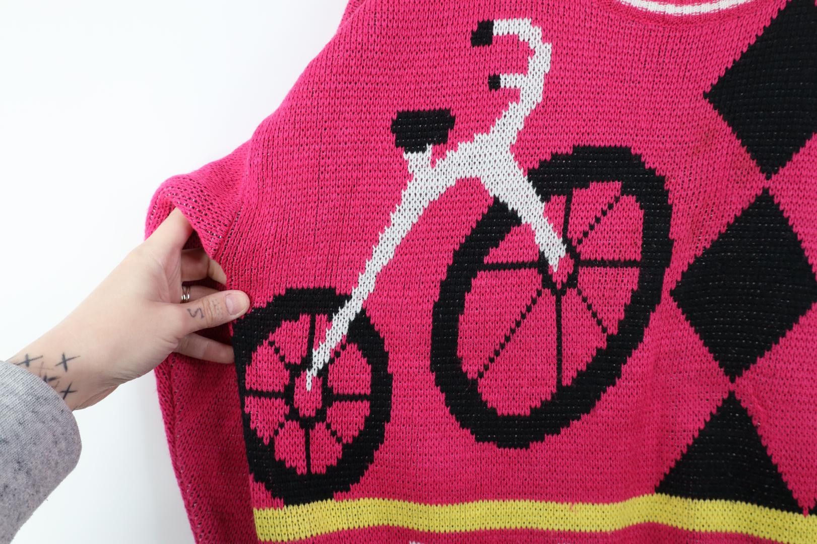Vintage Vintage 90s Streetwear Abstract Bicycle Cycling Knit Sweater Size M / US 6-8 / IT 42-44 - 5 Thumbnail