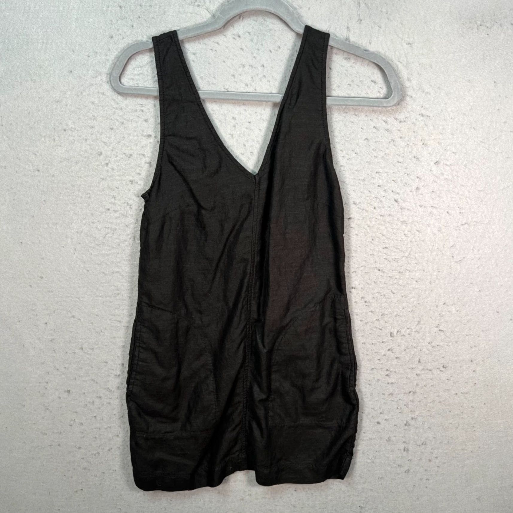 Vintage VINTAGE Wilfred Womens XXS Black Sleeveless V-Neck Dress Shirt Dress Women XS Short Mini Ramie Viscoe Pattern: Plain 2XS - Adult Womens - Black - 90s? Size XXS / US 00 / IT 34 - 2 Thumbnail