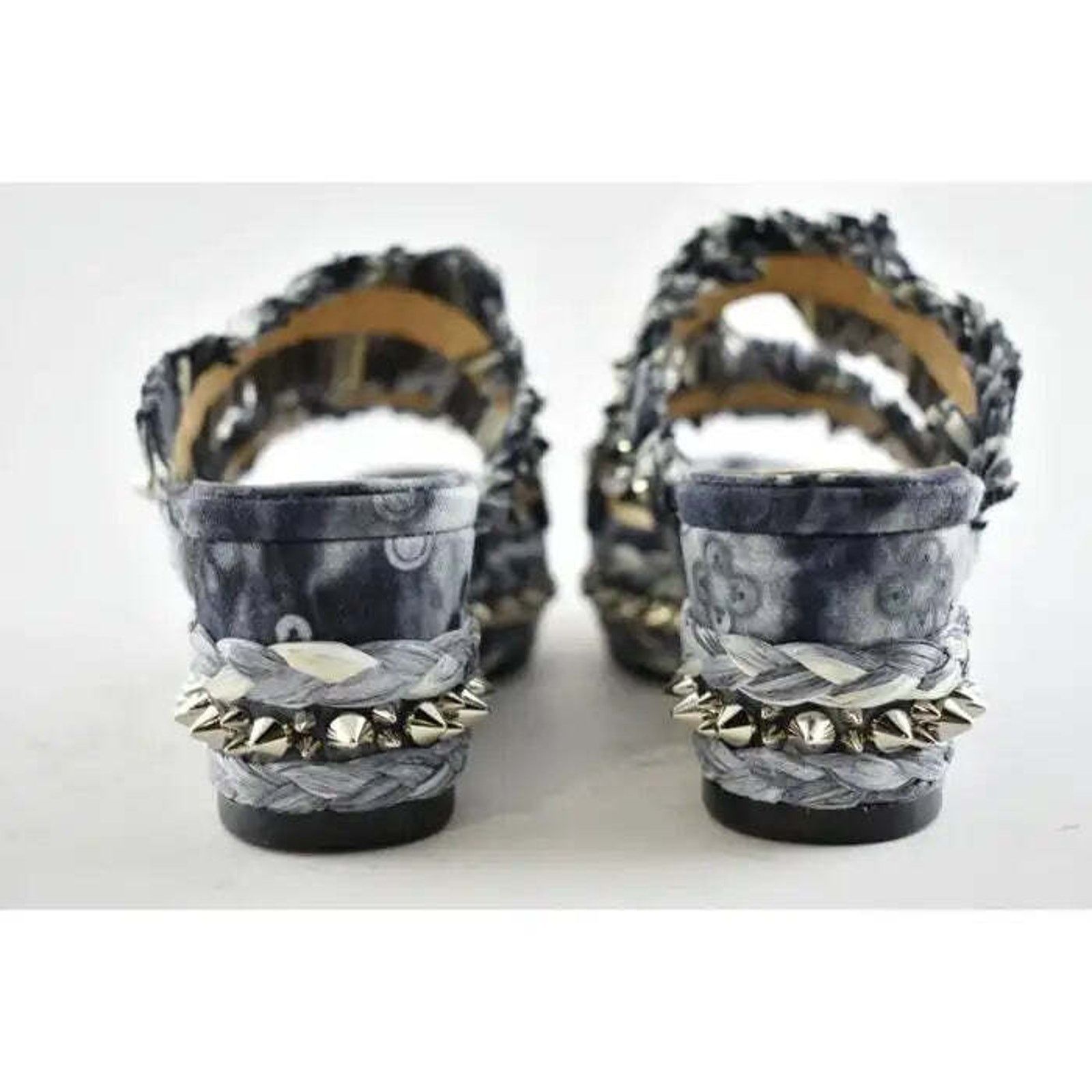 Christian Louboutin Voltinoudou 60 Blue Denim Wedge Slide Mule Sandal Heel 36 Size US 6 / IT 36 - 11 Thumbnail