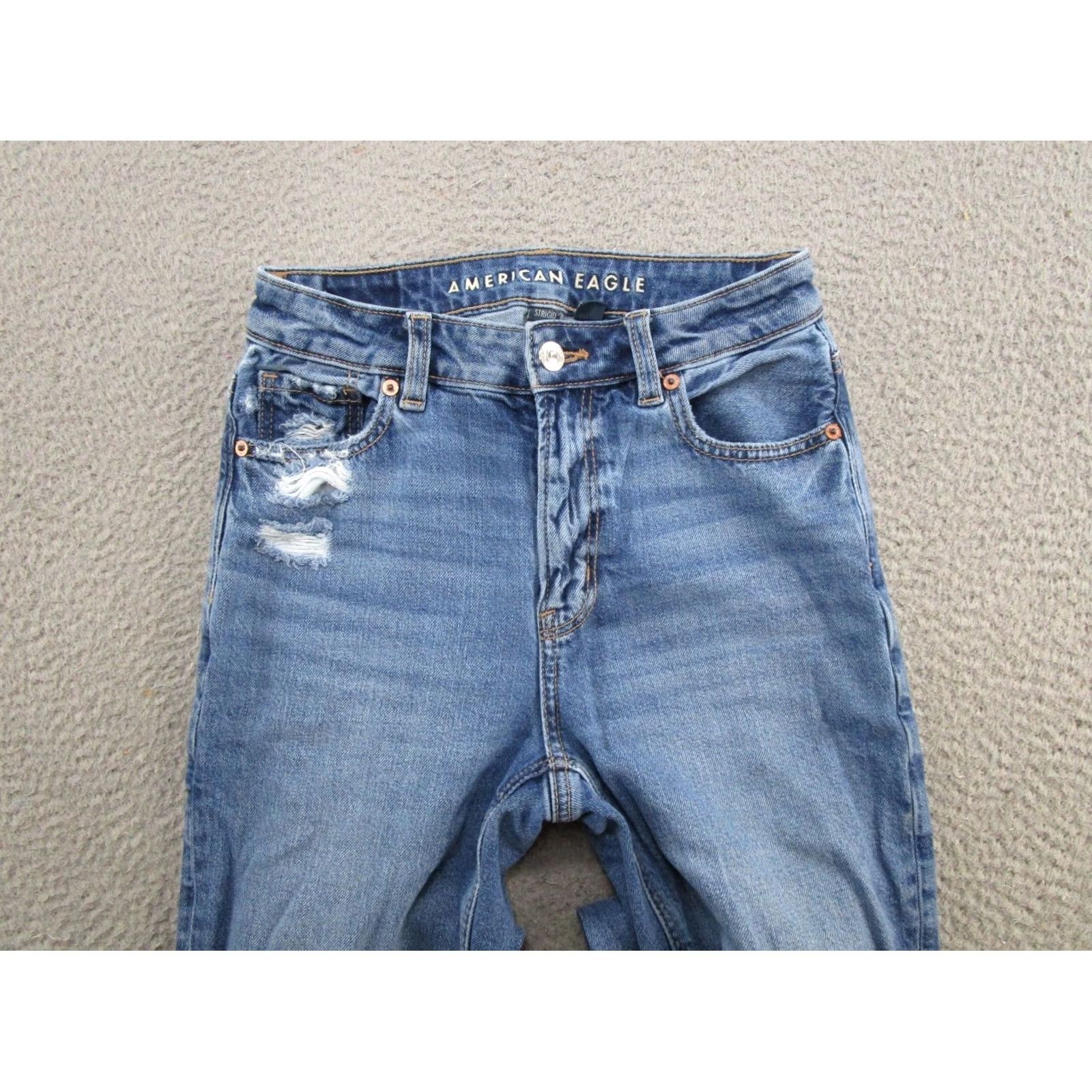 American Eagle Outfitters American Eagle Outfitters Jeans Shown Distressed Stretch Mom Regular 0 Long Blue Denim 5-Pocket Womens Size 25" / US 0 / IT 36 - 3 Thumbnail