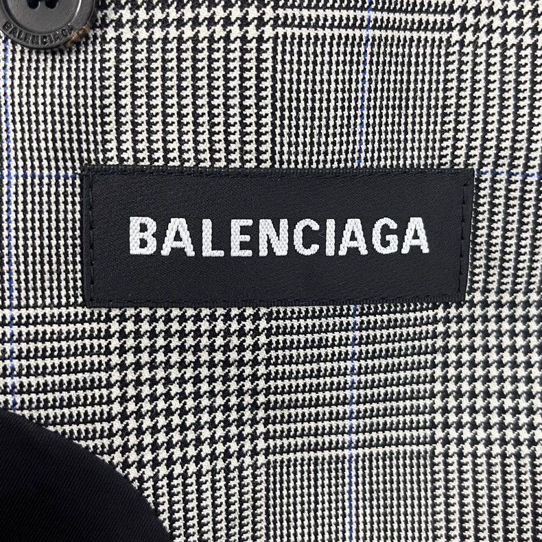 Balenciaga Balenciaga grey checkered classic logo wool thin suit jacke Size US M / EU 48-50 / 2 - 5 Thumbnail