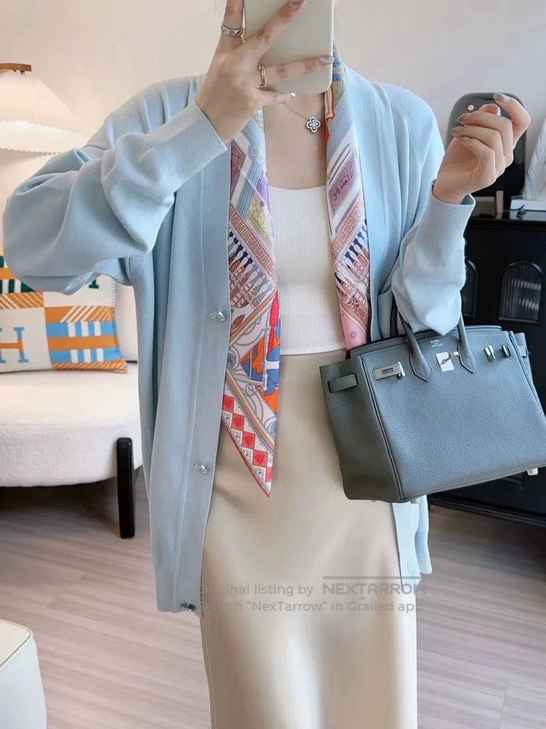 Hermes Hermes Baby Blue 50 Cashmere 50 Silk Knit Cardigan Size XXS / US 00 / IT 34 - 6 Thumbnail