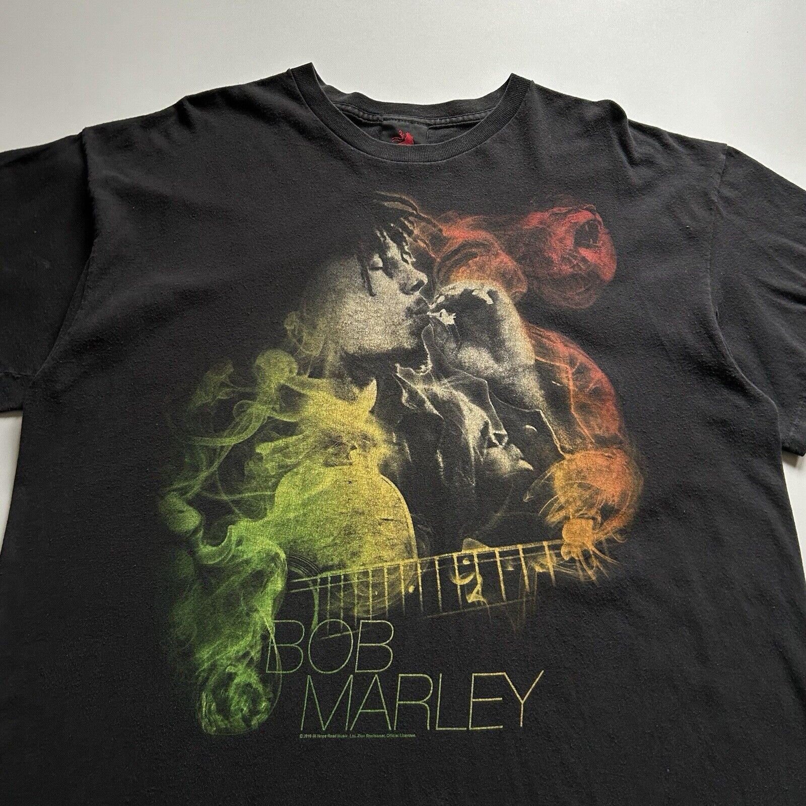 Band Tees Vintage Y2K Bob Marley Weed Smoke Art Shirt 2XL Faded Black Size US XXL / EU 58 / 5 - 2 Thumbnail
