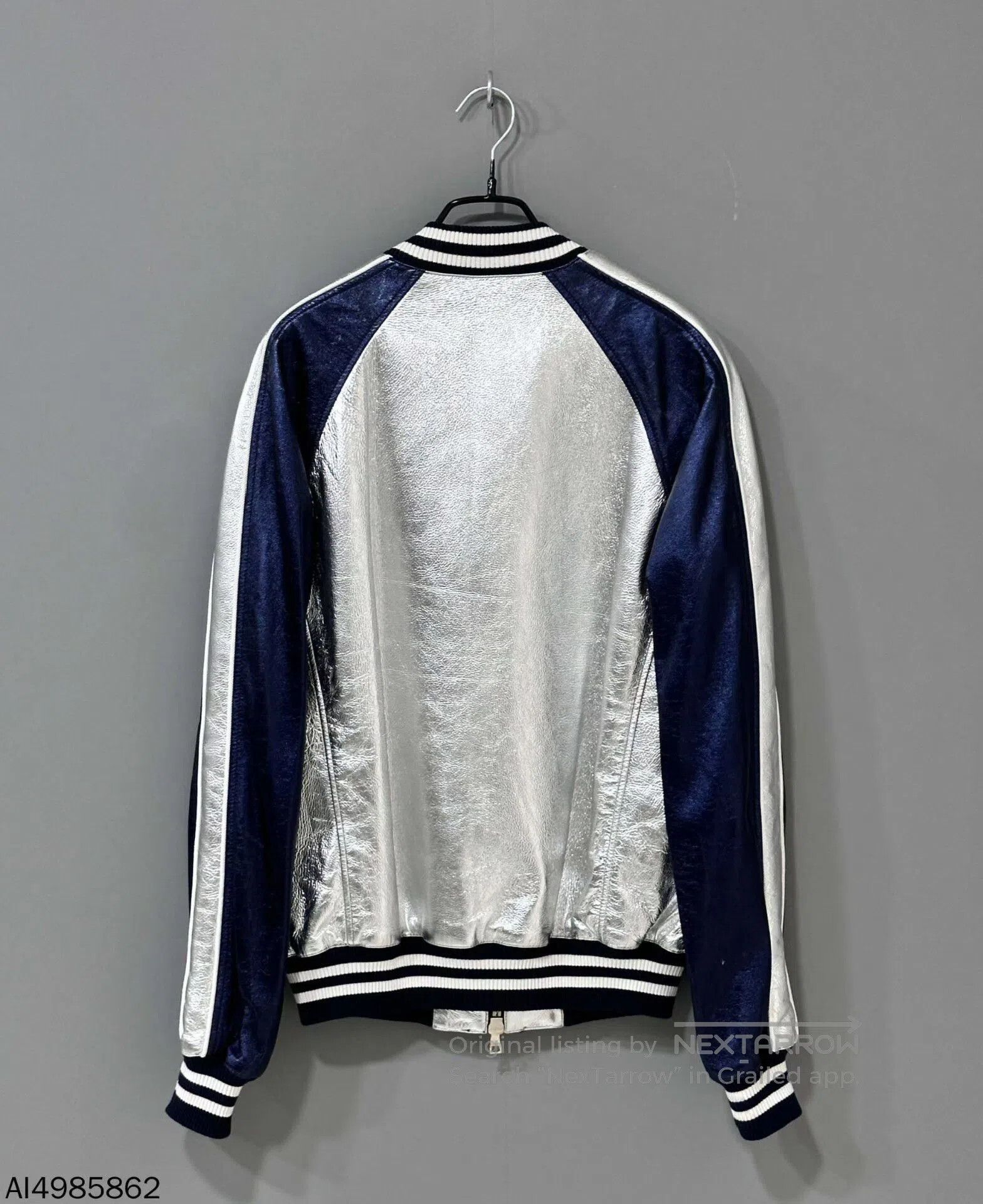 Balmain silver and navy bomber jacket by balmain. Size US L / EU 52-54 / 3 - 2 Thumbnail