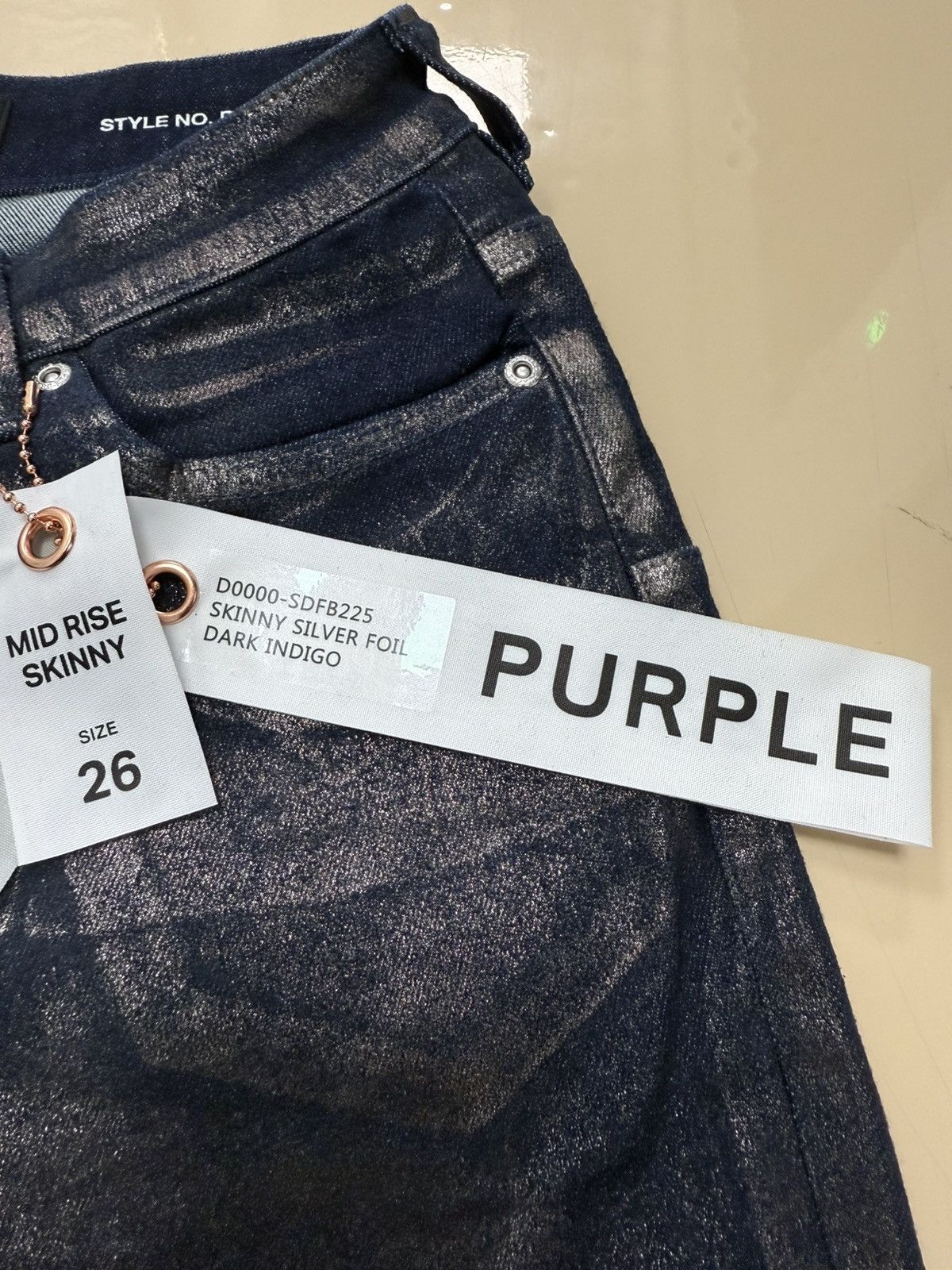 Other Purple Brand Skinny Silver Foil Jeans Size 26" / US 2 / IT 38 - 2 Thumbnail