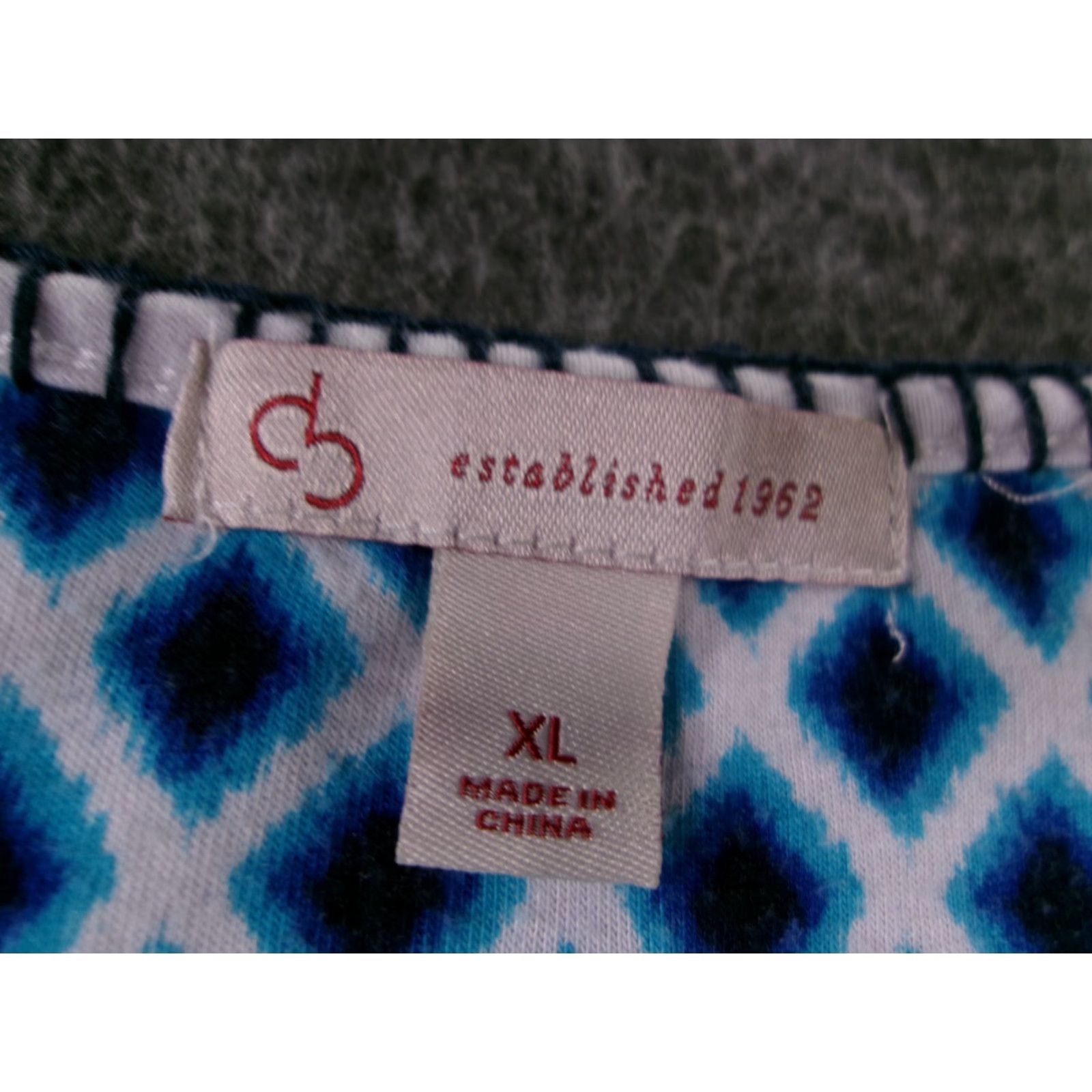 Vintage Dressbarn Blouse Tank Top Women XL Blue Argyle/Diamond Sleeveless Scoop Neck Casual Beachy All Seasons Easy Care/Tasseled Size XL / US 12-14 / IT 48-50 - 6 Thumbnail