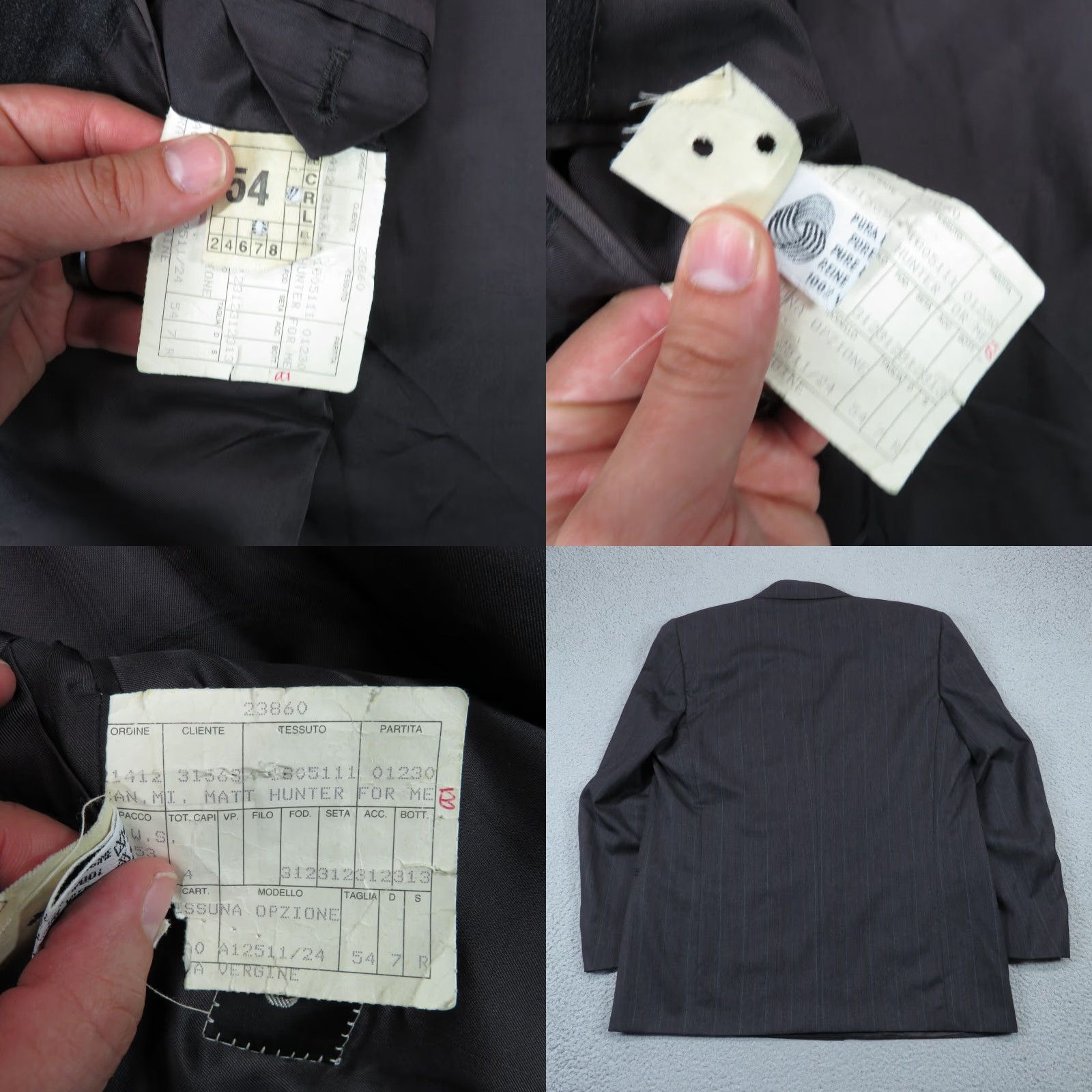 Canali VINTAGE Canali Milano Jacket 44R Charcoal Double-Breasted Wool Pinstripe Blazer Coat Men Size 44R - 8 Thumbnail