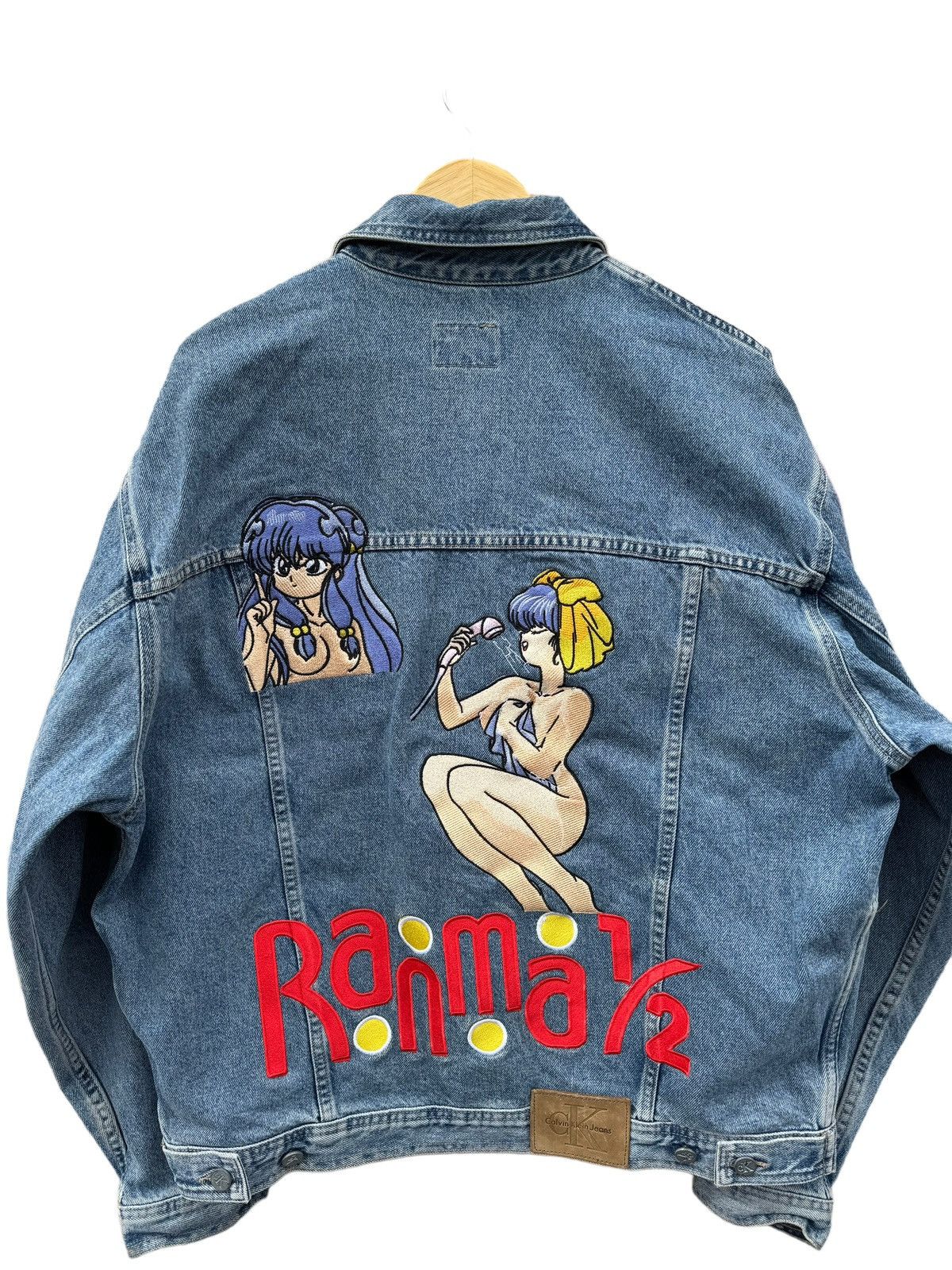 image of Calvin Klein Ranma 1/2 Vintage Anime Denim Cavin Klien Coat Shampoo Dbz in Blue, Men's (Size XL)