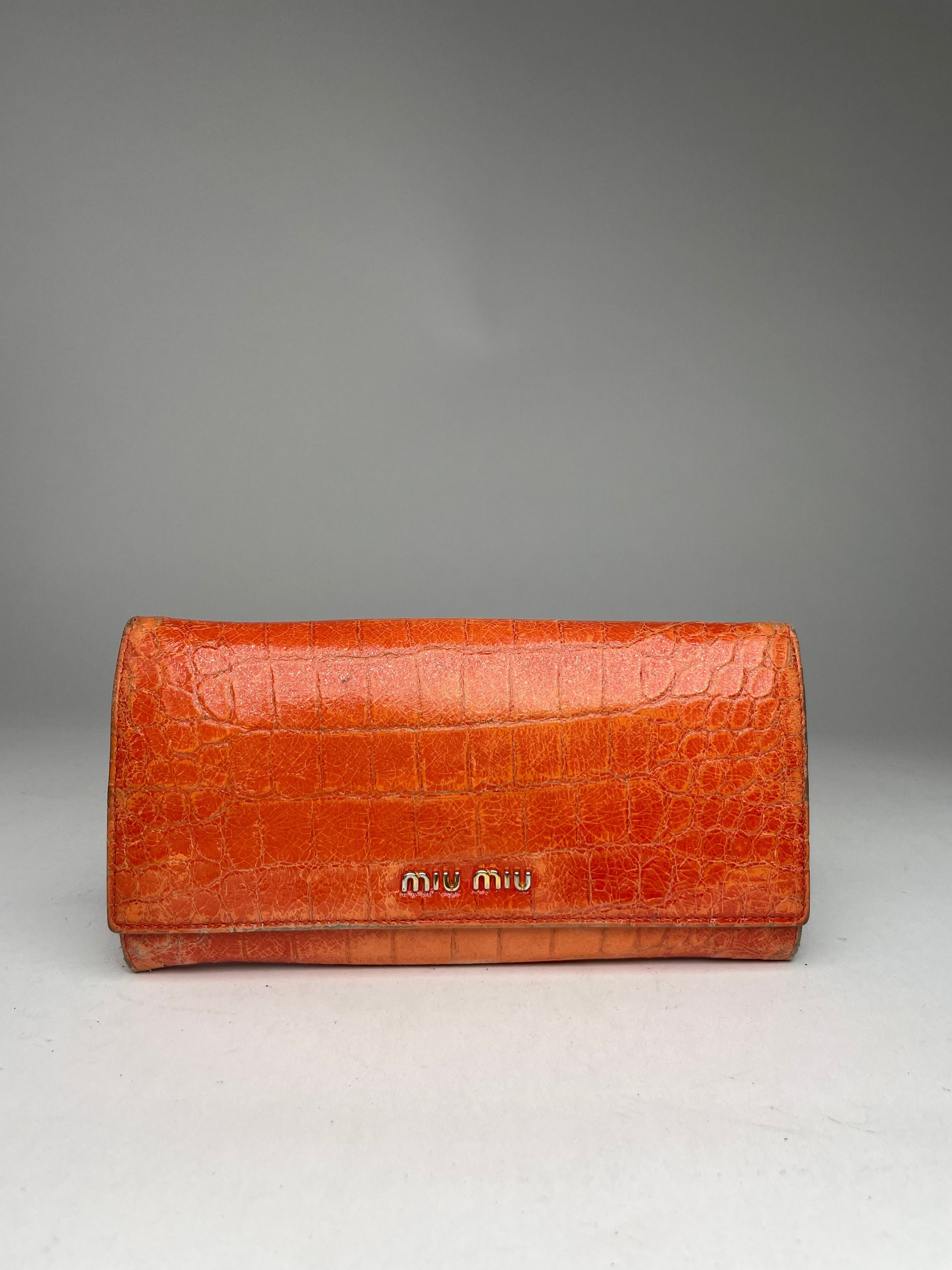 Miu Miu Vintage Leather Wallet Orange Size ONE SIZE - 1 Thumbnail