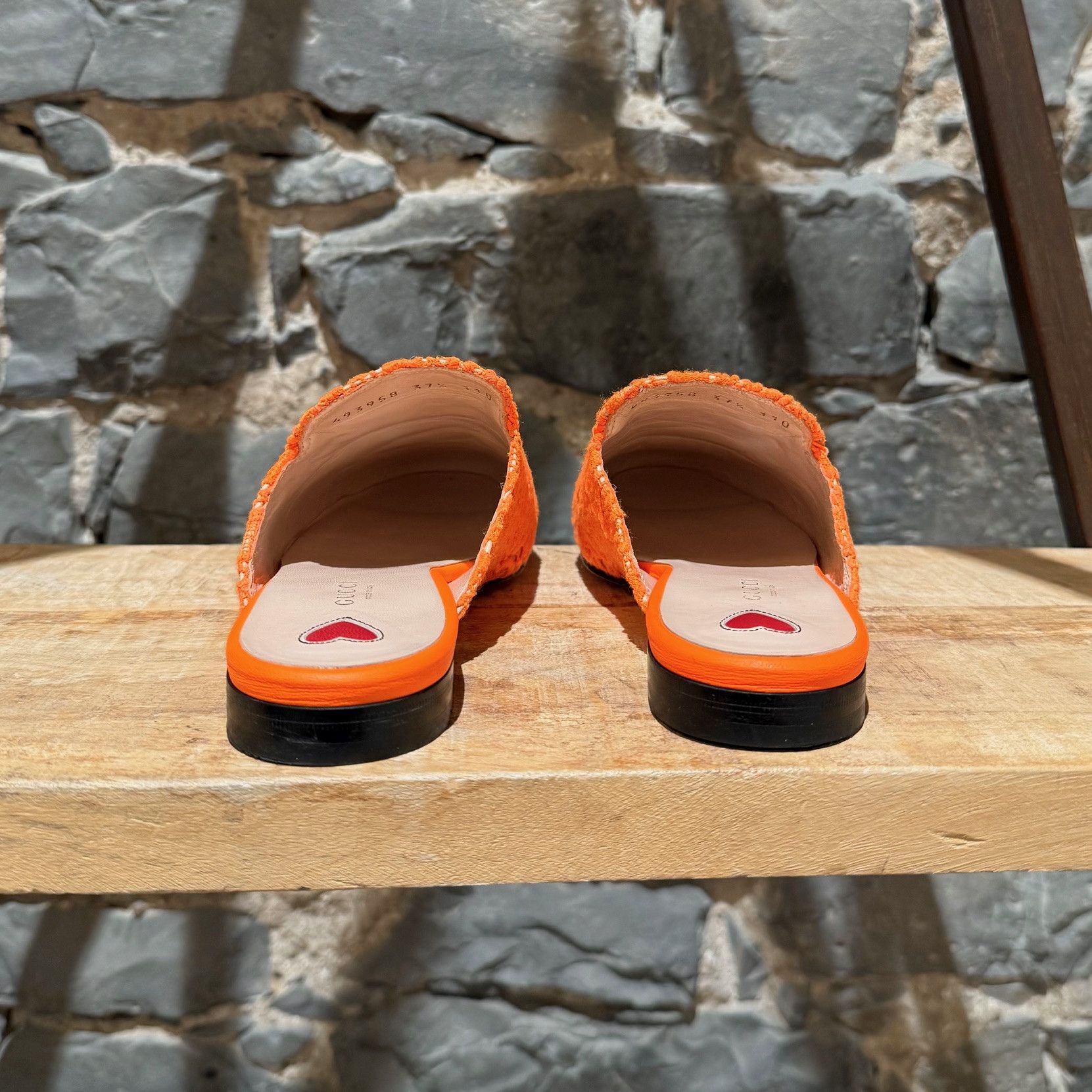 Gucci Gucci Neon Orange Lace Princetown Slippers Size US 7.5 / IT 37.5 - 6 Thumbnail